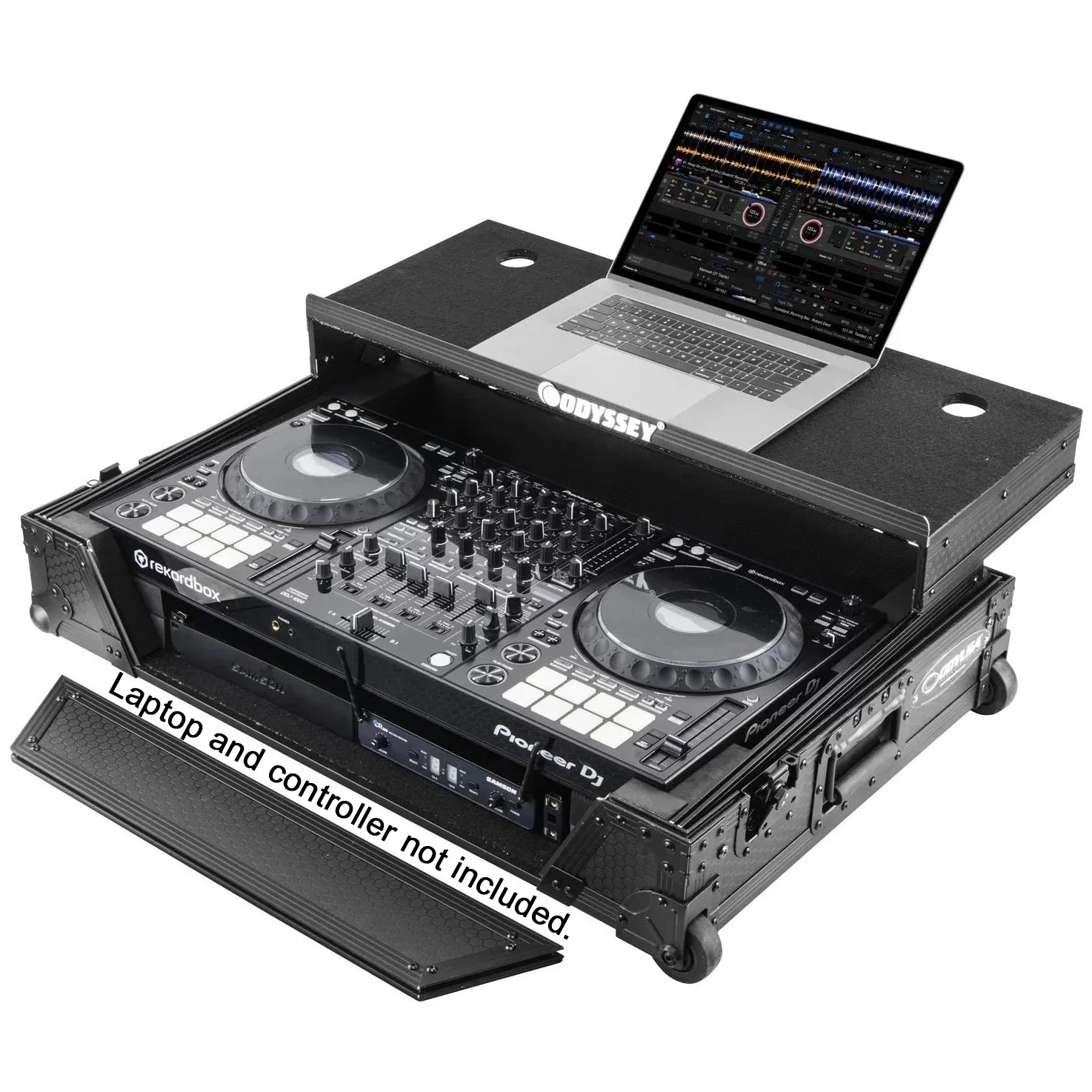 Odyssey 810271 Industrial Board Glide Style 1U Case w/ Wheels - Custom Fit for DDJ-1000/SRT; 33.5" W 22.25" D 12" H