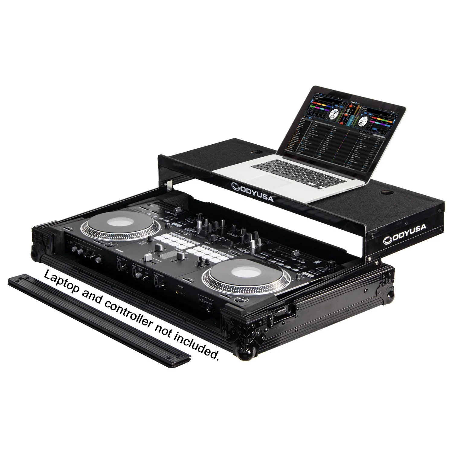 Odyssey FZGSREV7WBL Black Label Glide Style Flight Case w/ Wheels - Custom Fit for DDJ-REV7; 32.75" W 21.75" D 9.75" H
