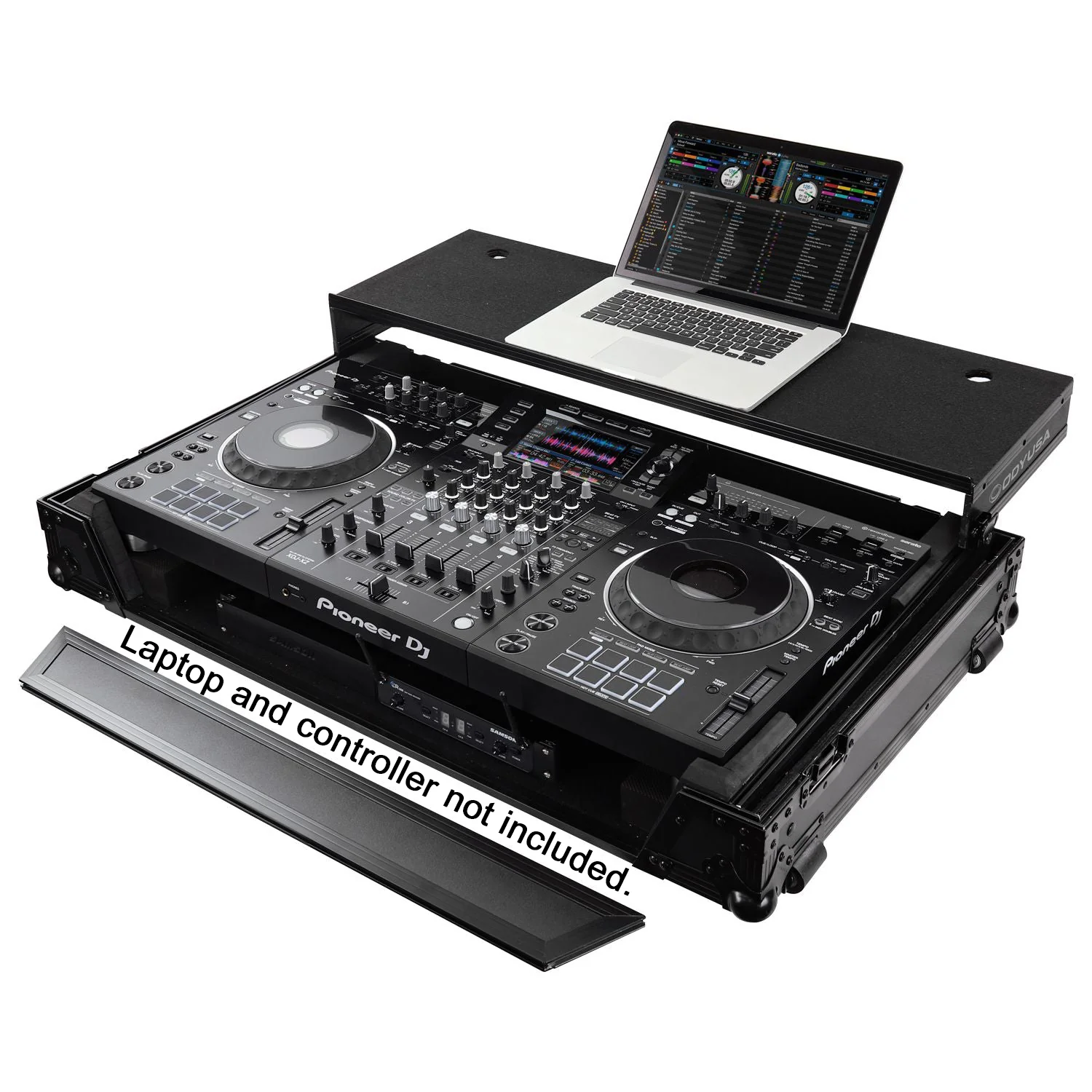 Odyssey FZGSXDJXZW1BL Black Label DJ Controller Case w/ Glide, Wheels, and 1U - Fits XDJ-XZ; 40.25" W 24.25" D 11.25" H