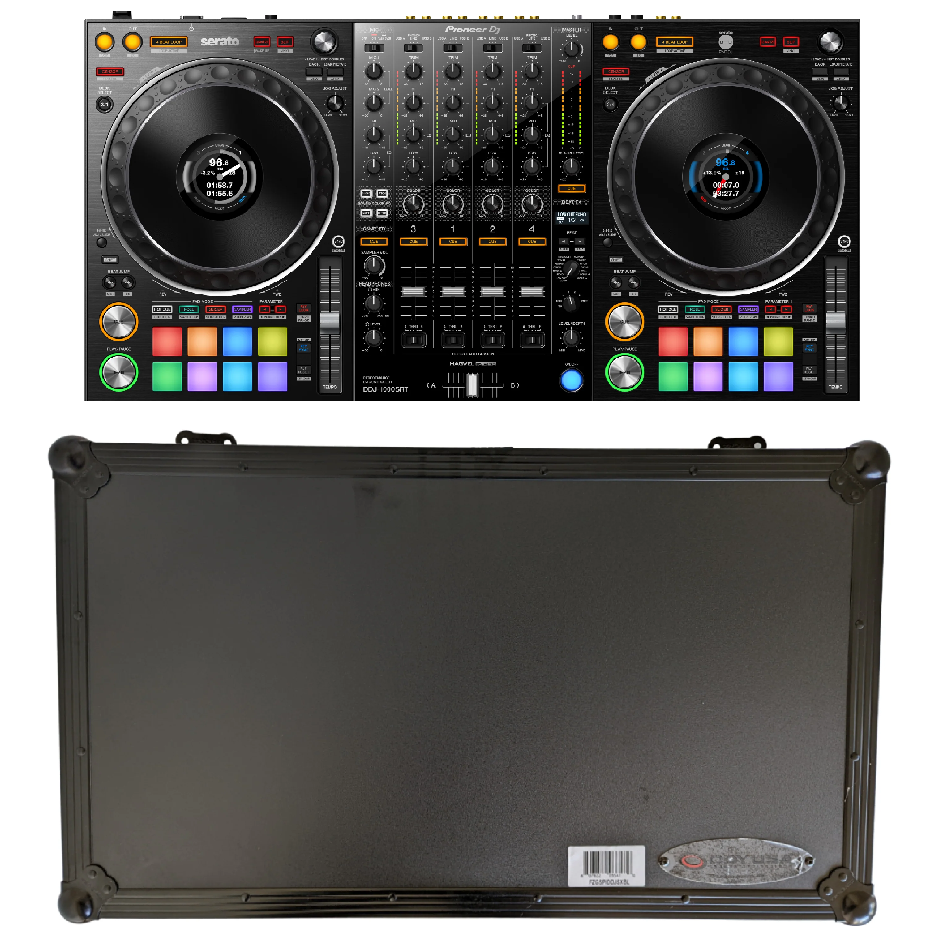 Pioneer DDJ-1000SRT 4-channel DJ controller & FZGSPIDDJSXBL Soft Case Bundle