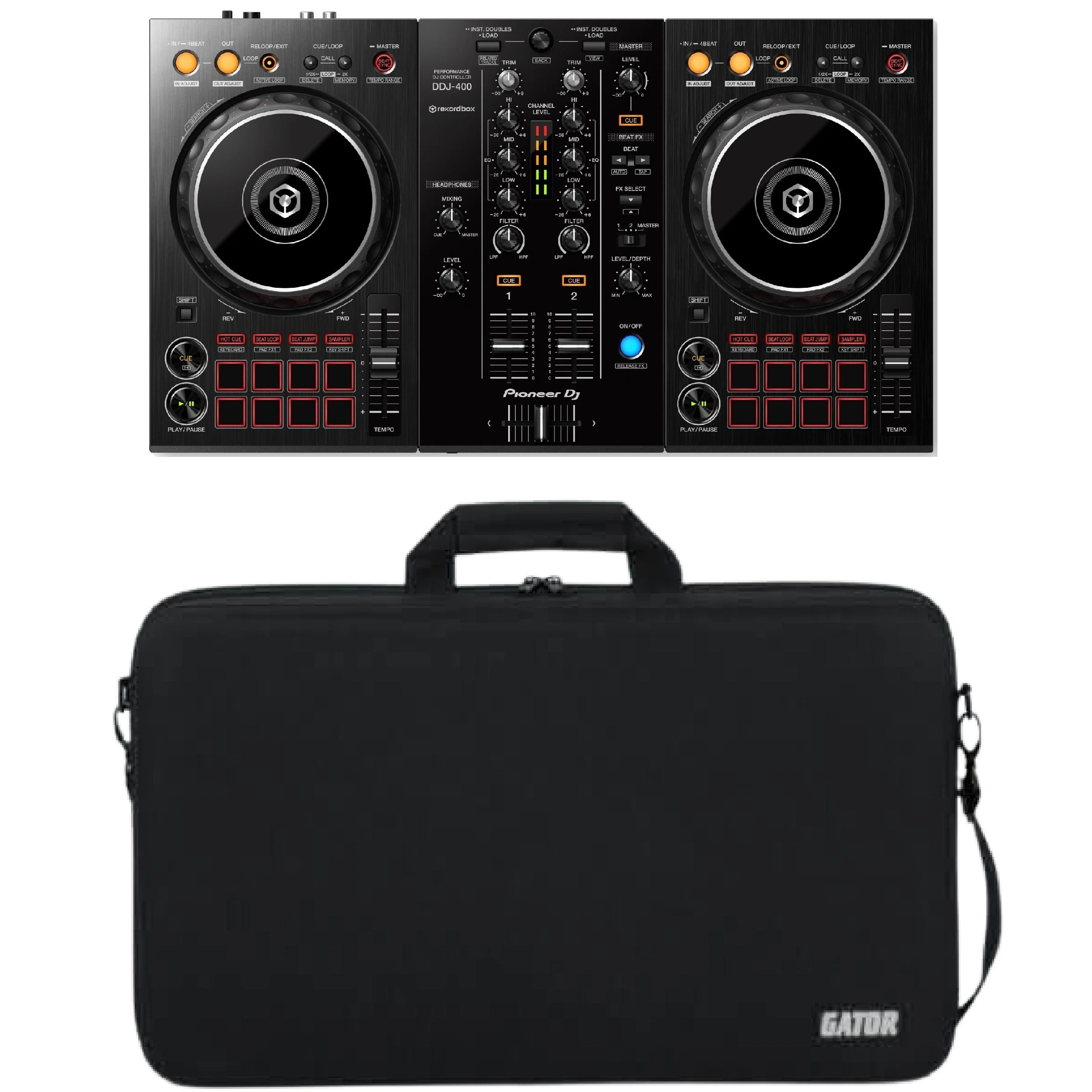 Pioneer DDJ-400 DJ controller for Rekordbox dj & G-EVA-2314-3 Soft Case Bundle