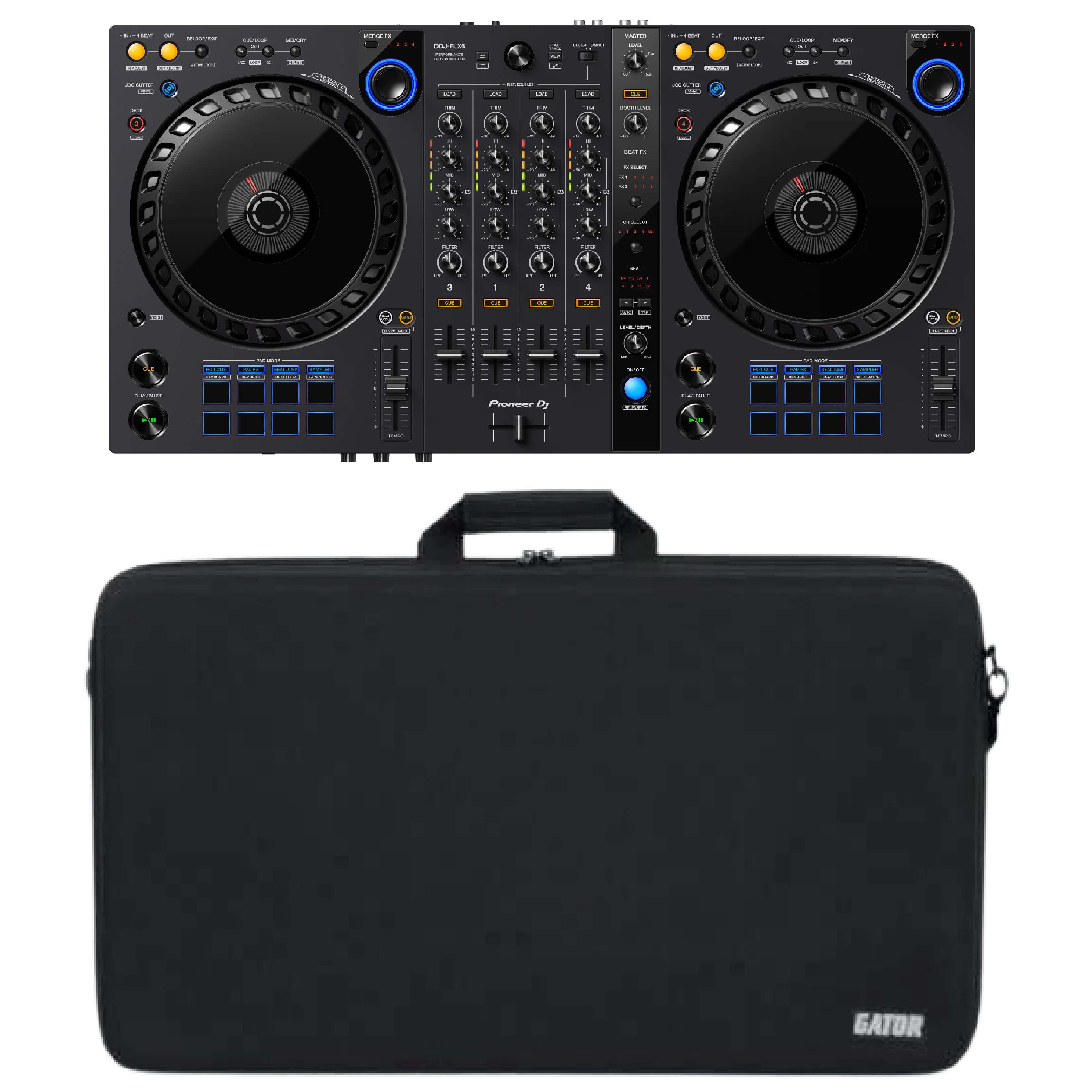 Pioneer DDJ-FLX6 4-channel DJ Controller & GU-EVA-2816-4 Soft Bag Bundle