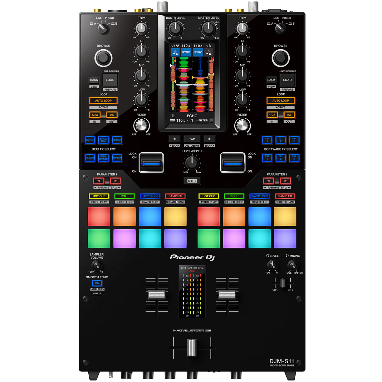 Pioneer DJM-S11 Professional scratch style 2-channel DJ mixer for Serato DJ Pro or Rekordbox