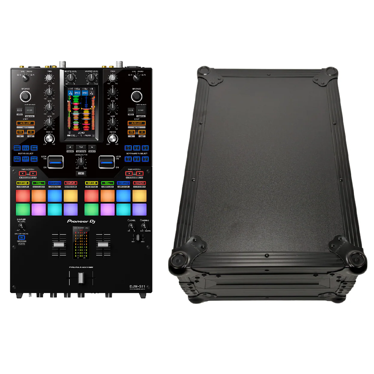 Pioneer DJM-S11 Professional scratch style DJ mixer & FZ10MIXBL Hard Case Bundle