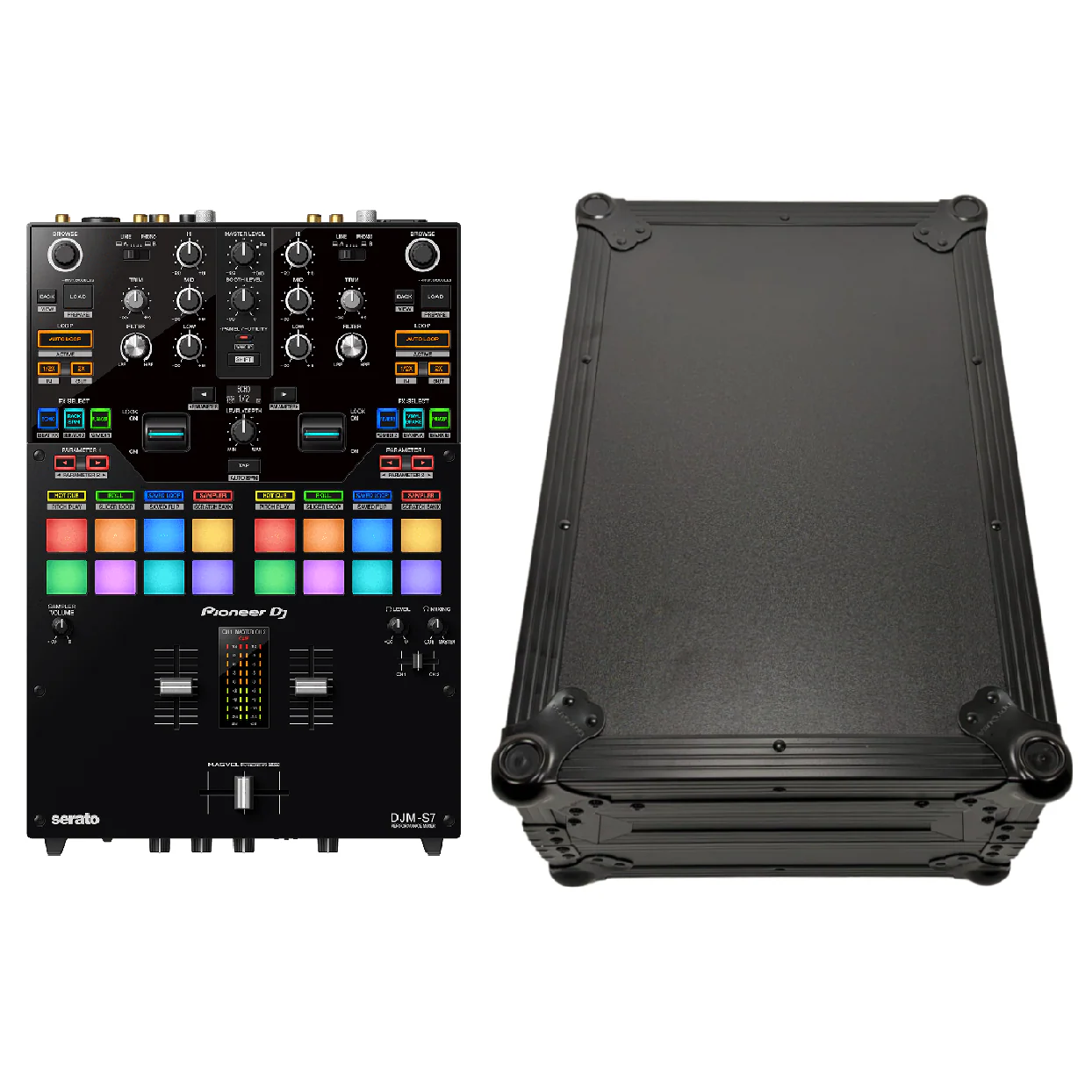 Pioneer DJM-S7 Scratch Style DJ Mixer & FZ10MIXBL Hard Case Bundle