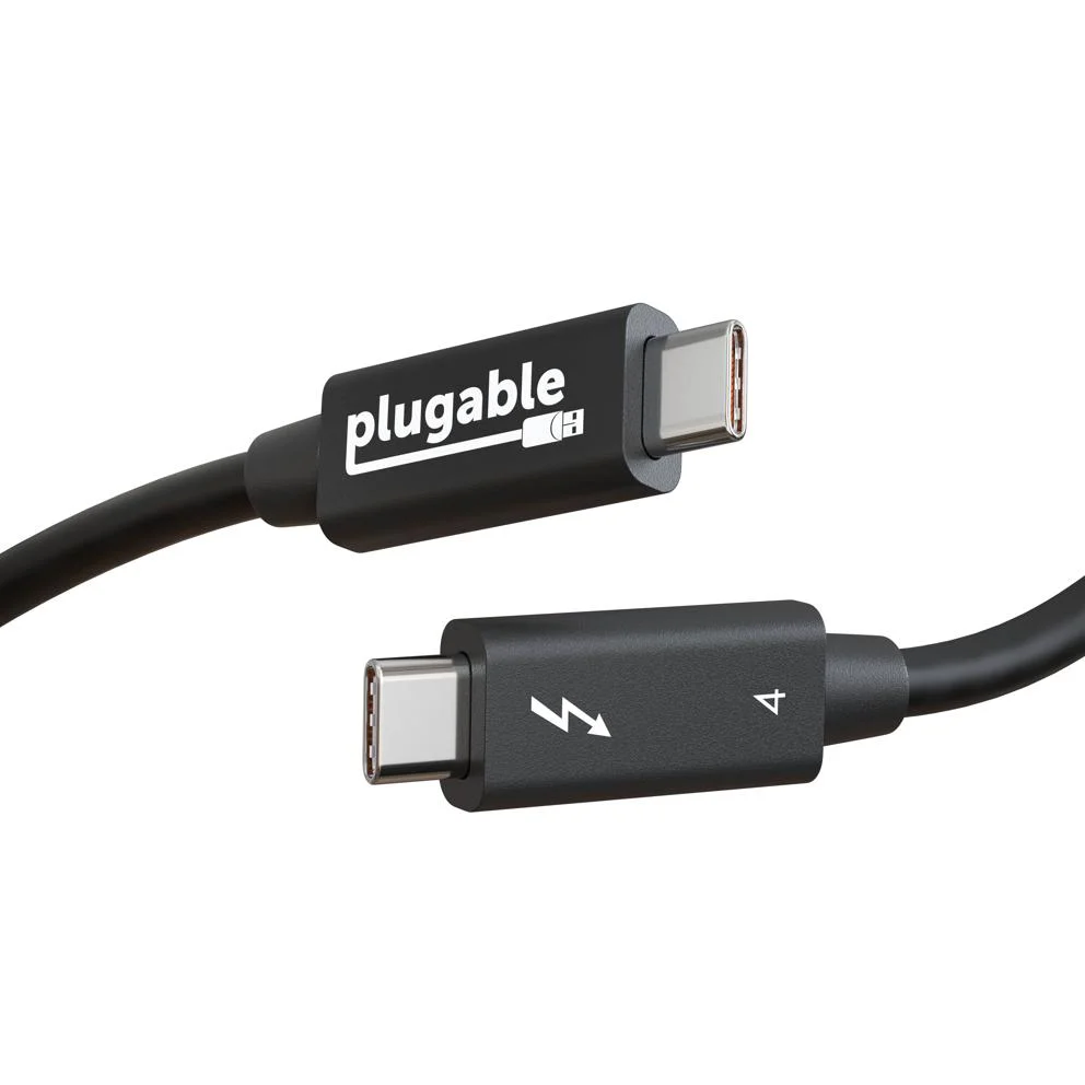 Plugable TBT4-40G1M Thunderbolt 4 Cable [Certified] - 40GBPS, 100W Charging, 1m (3.2ft), 5A
