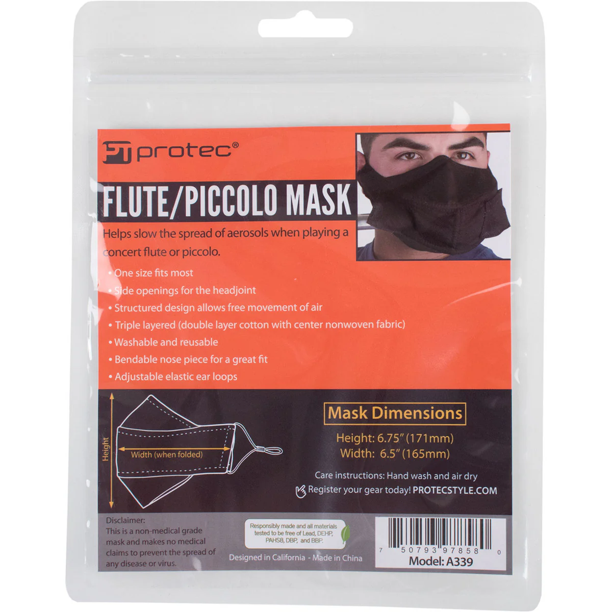 Protec A339 Flute/Piccolo Mask, One Size Fits Most - Image 2
