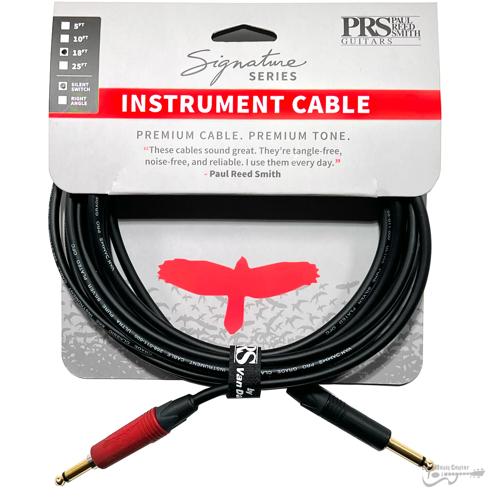PRS PRS-SIG-CBL-SS-18 18ft Signature Instrument Cable, Straight/Straight-Silent