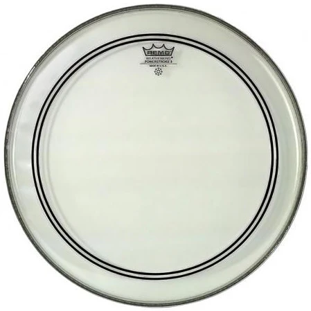 Remo P31322-C2 22" Powerstroke 3 Clear, 2-1/2" White Falam Patch, Batter