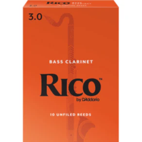 Rico REA1030 Bass Clarinet Reeds, Strength 3, Box of 10