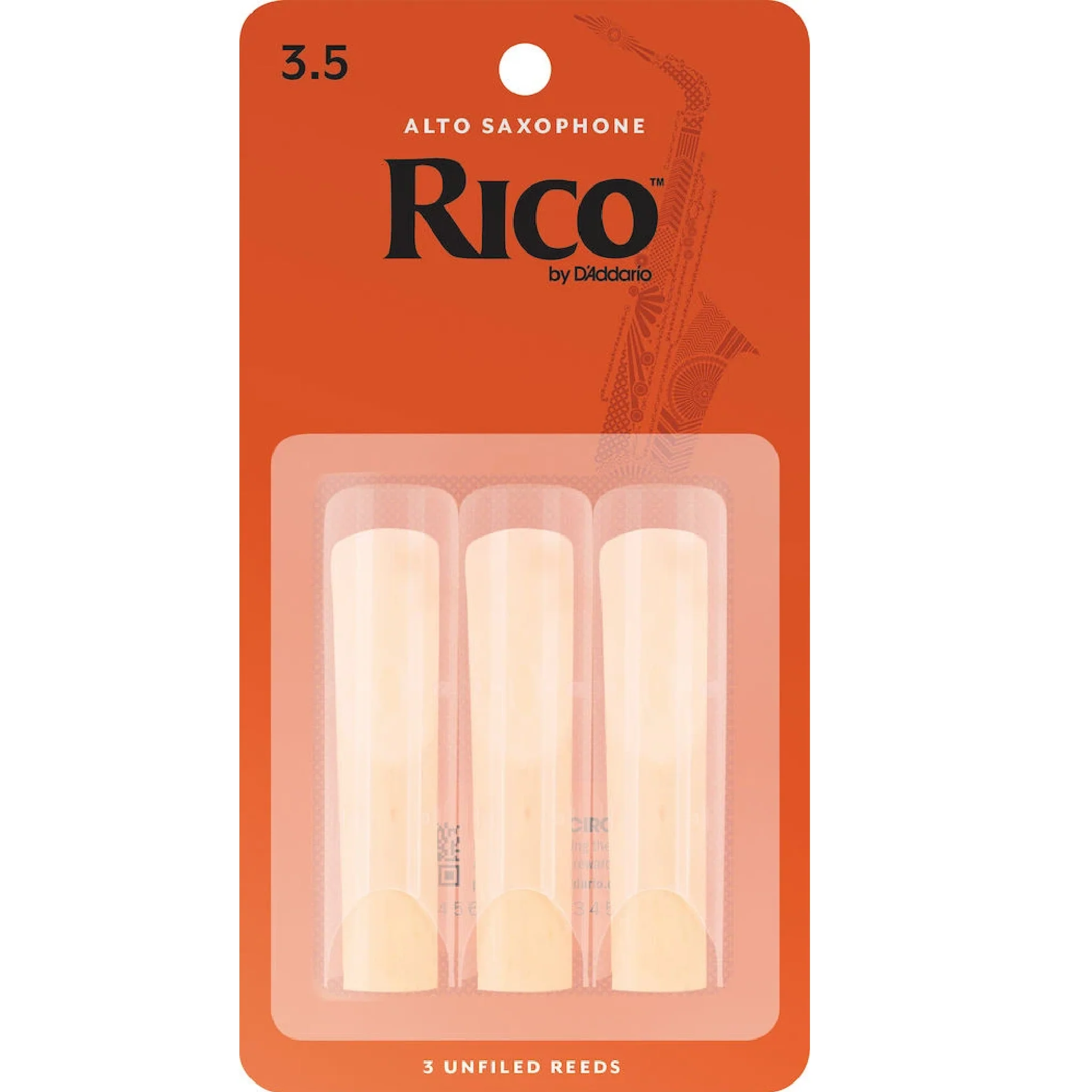 Rico by D'Addario Alto Sax Reeds, Strength 3.5, 3-pack