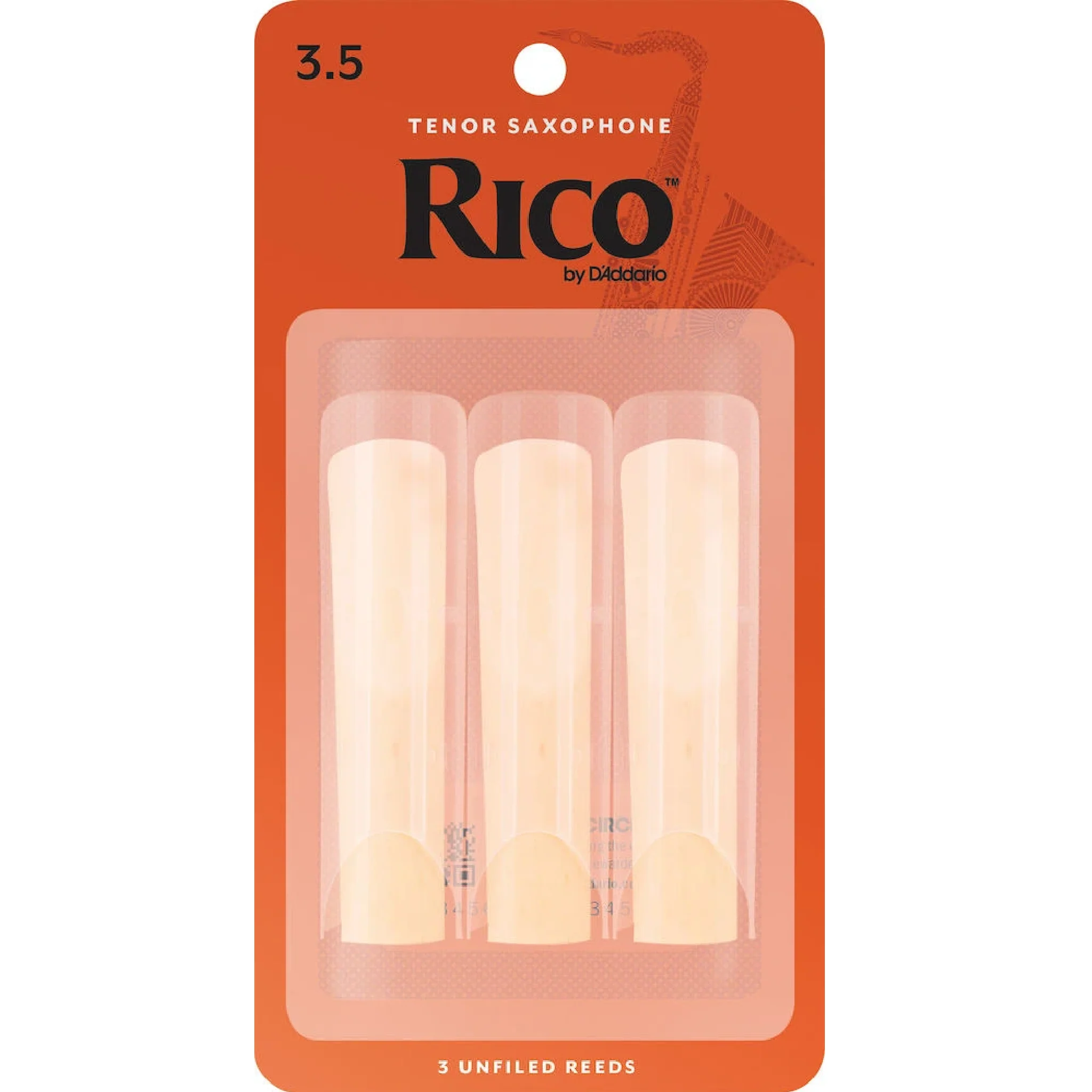Rico by D'Addario Tenor Sax Reeds, Strength 3.5, 3-pack