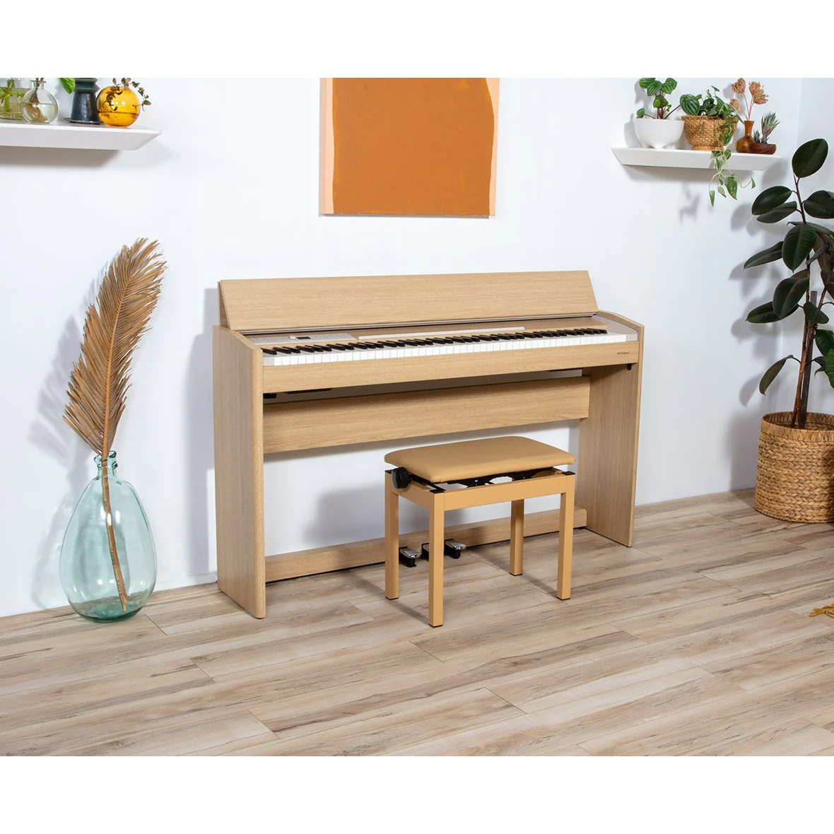 Roland F701-LA 88-Key Compact Upright Style Digital Piano w/ Bench, Light Oak - Image 17