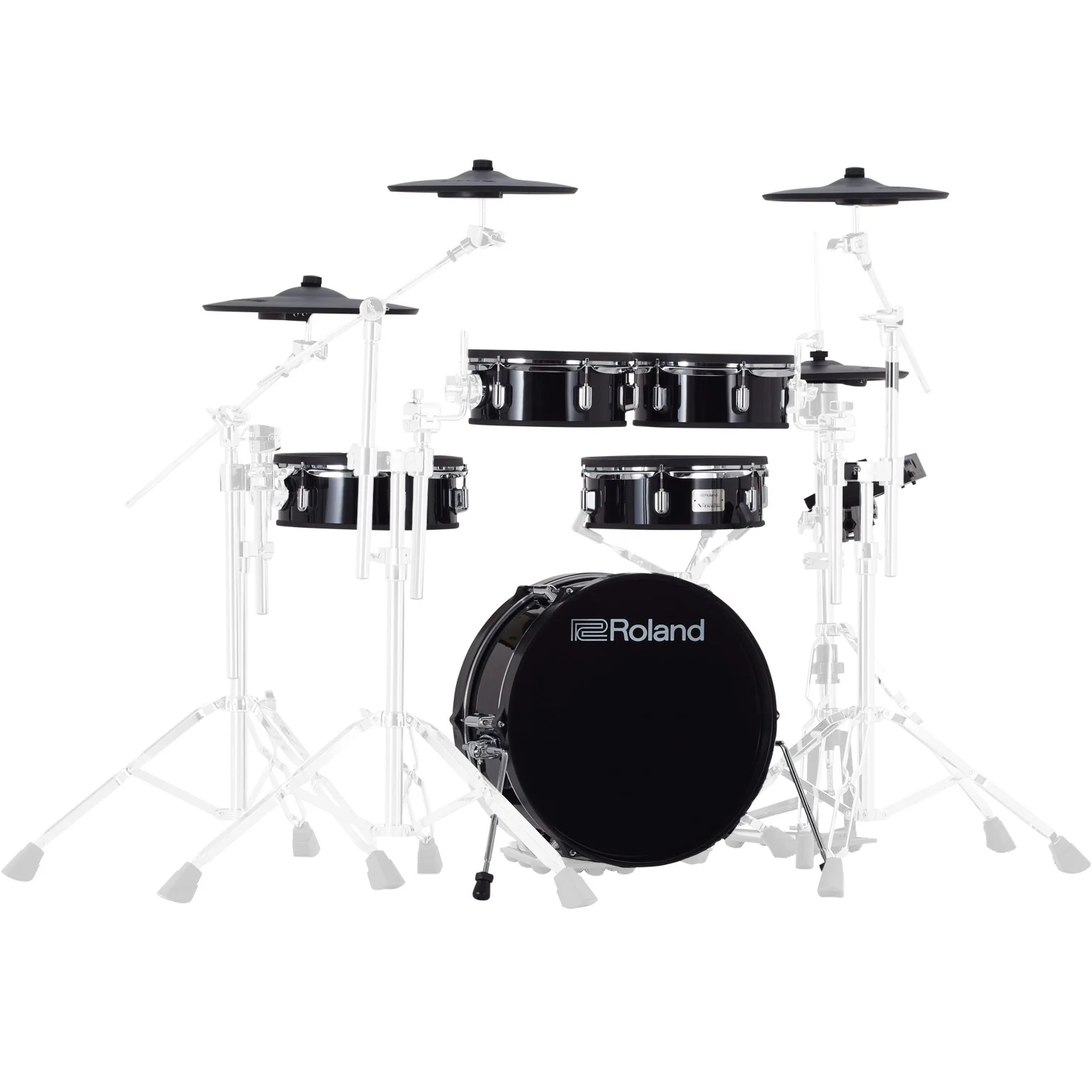 Roland VAD307 5-piece Shallow Shell, Thin Cymbals, TD-17 Sound Module - Black Wrap