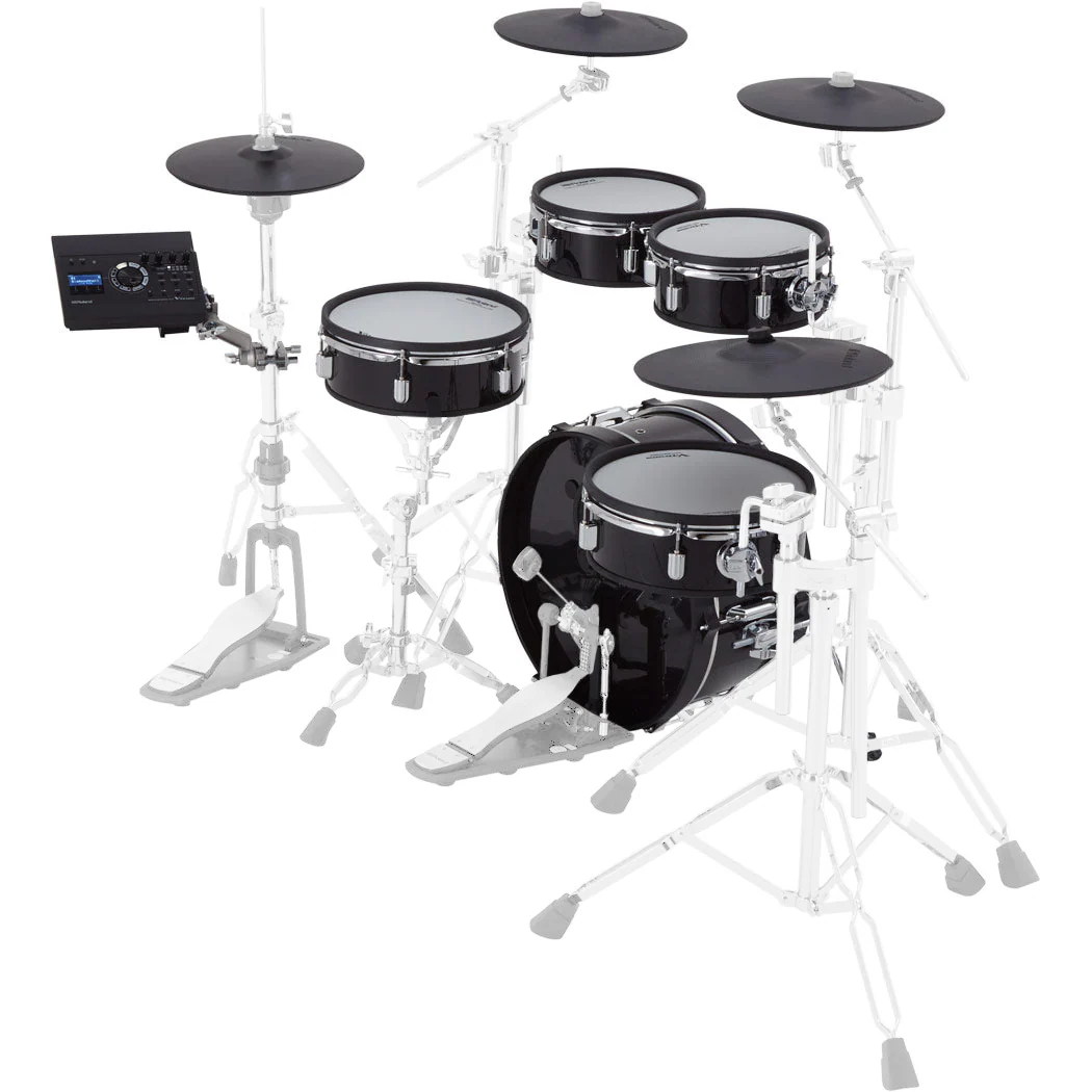 Roland VAD307 5-piece Shallow Shell, Thin Cymbals, TD-17 Sound Module - Black Wrap - Image 4