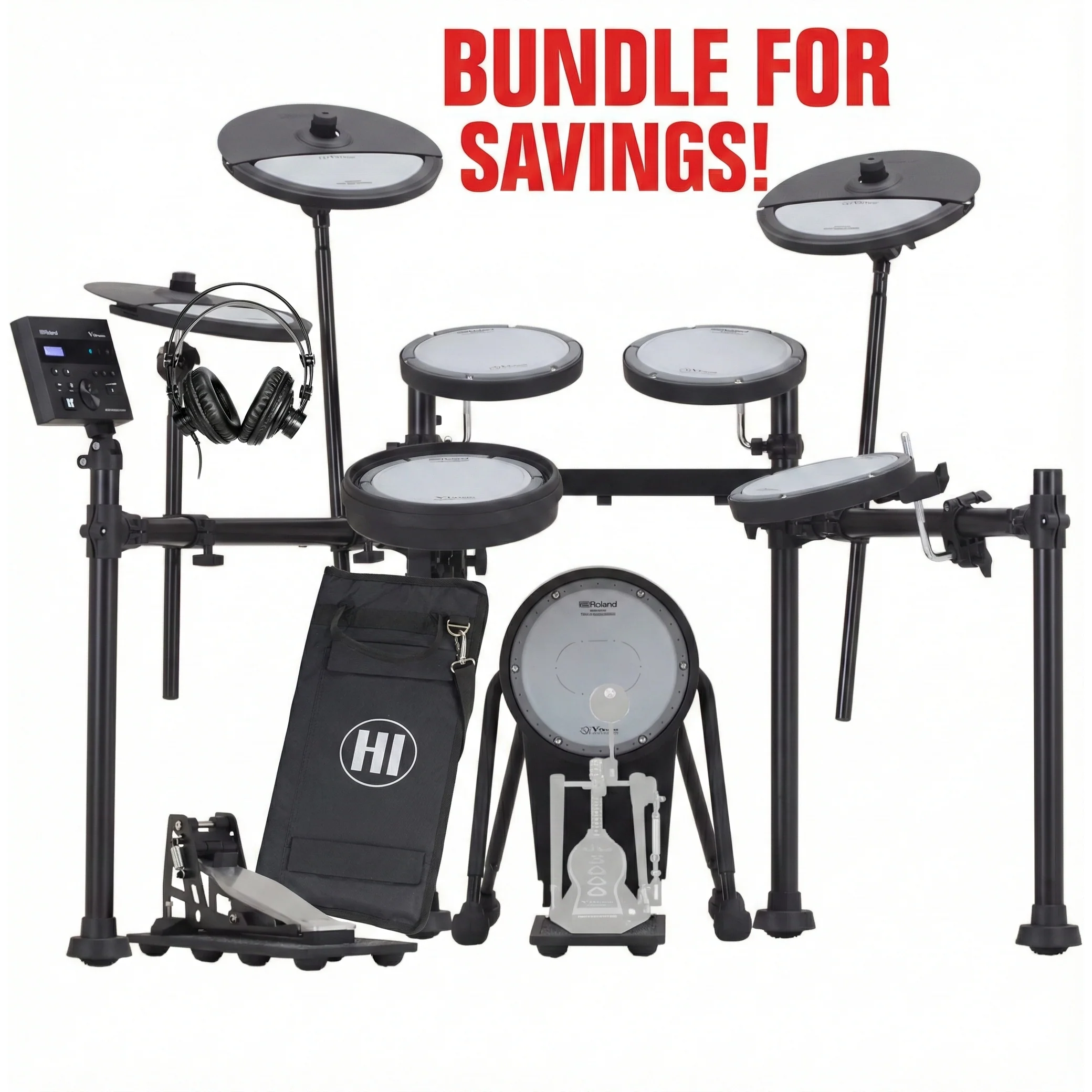 Roland VQD106 with FREE Lila Audio HP-1 Studio Headphones & HI Bags STC-0610/6 Premium Padded Stick Bag