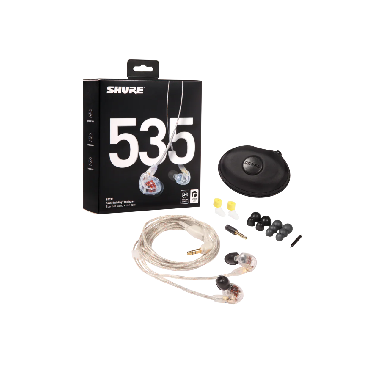 Shure SE535-CL In-Ear Monitoring Triple High Driver, Clear - Image 3