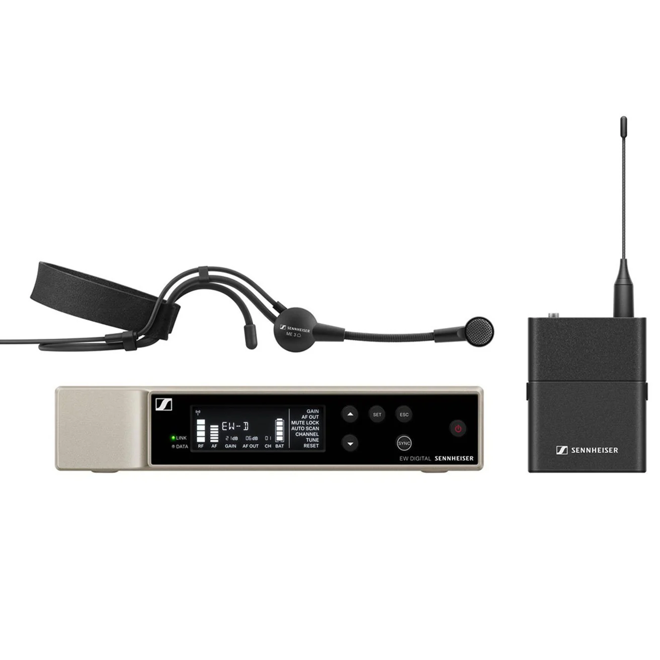 Sennheiser EW-D-ME3-SET Digital Wireless Headset Set w/ Rack Kit, ME3 Cardiod Headset - 470-526 MHz