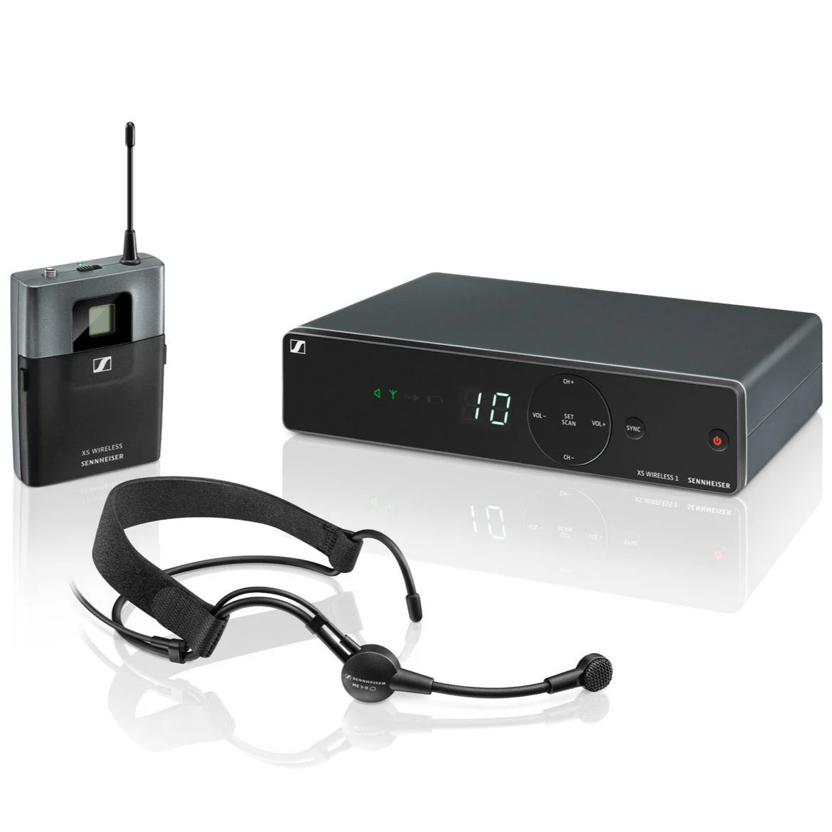 Sennheiser XSW-1-ME3-A Wireless Headset Microphone System, ME-3-II Headset Microphone, Cardioid, Condenser, AA Batt, Freq z