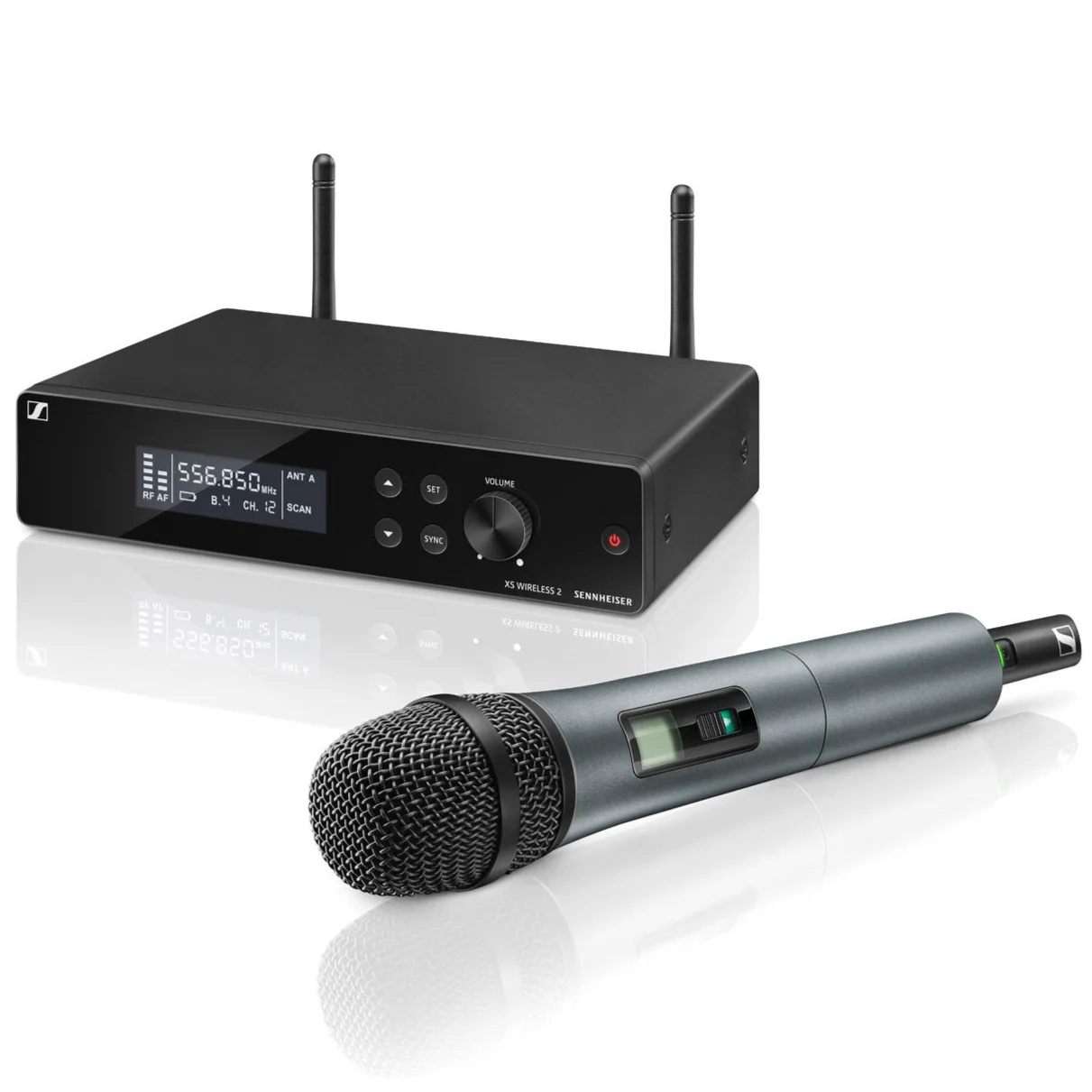 Sennheiser XSW-2-835-A Wireless Handheld Microphone Rackable System, e835 Capsule, Cardioid, Dynamic, AA Batt, Freq 548-572 MHz