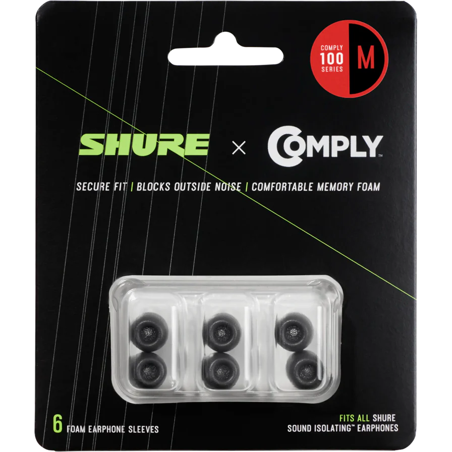 Shure EACYF1-6M Replacement Black Foam Sleeves for Shure SE, Medium, 3 Pairs - Image 2