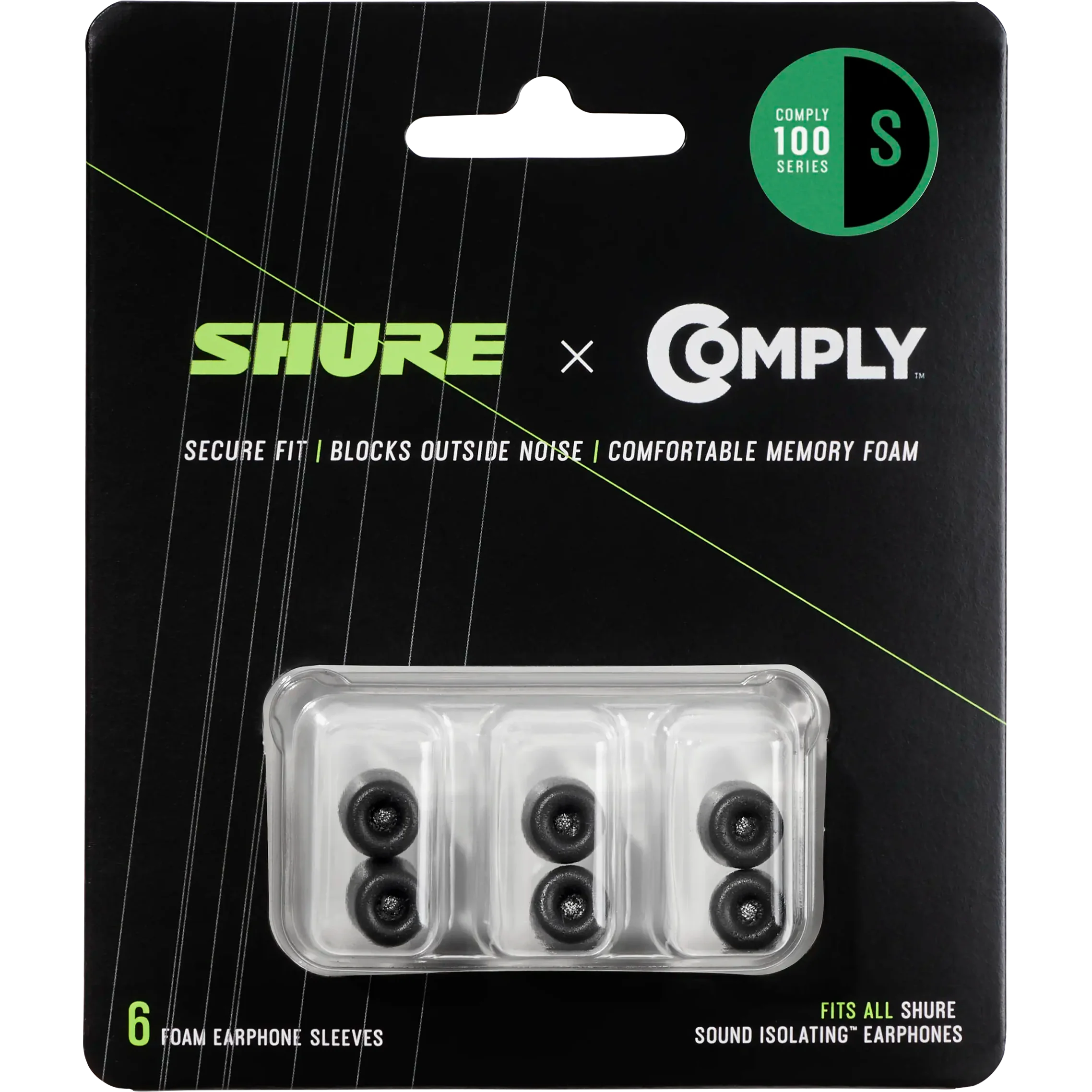 Shure EACYF1-6S Replacement Black Foam Sleeves for Shure SE, Small, 3 Pairs - Image 2