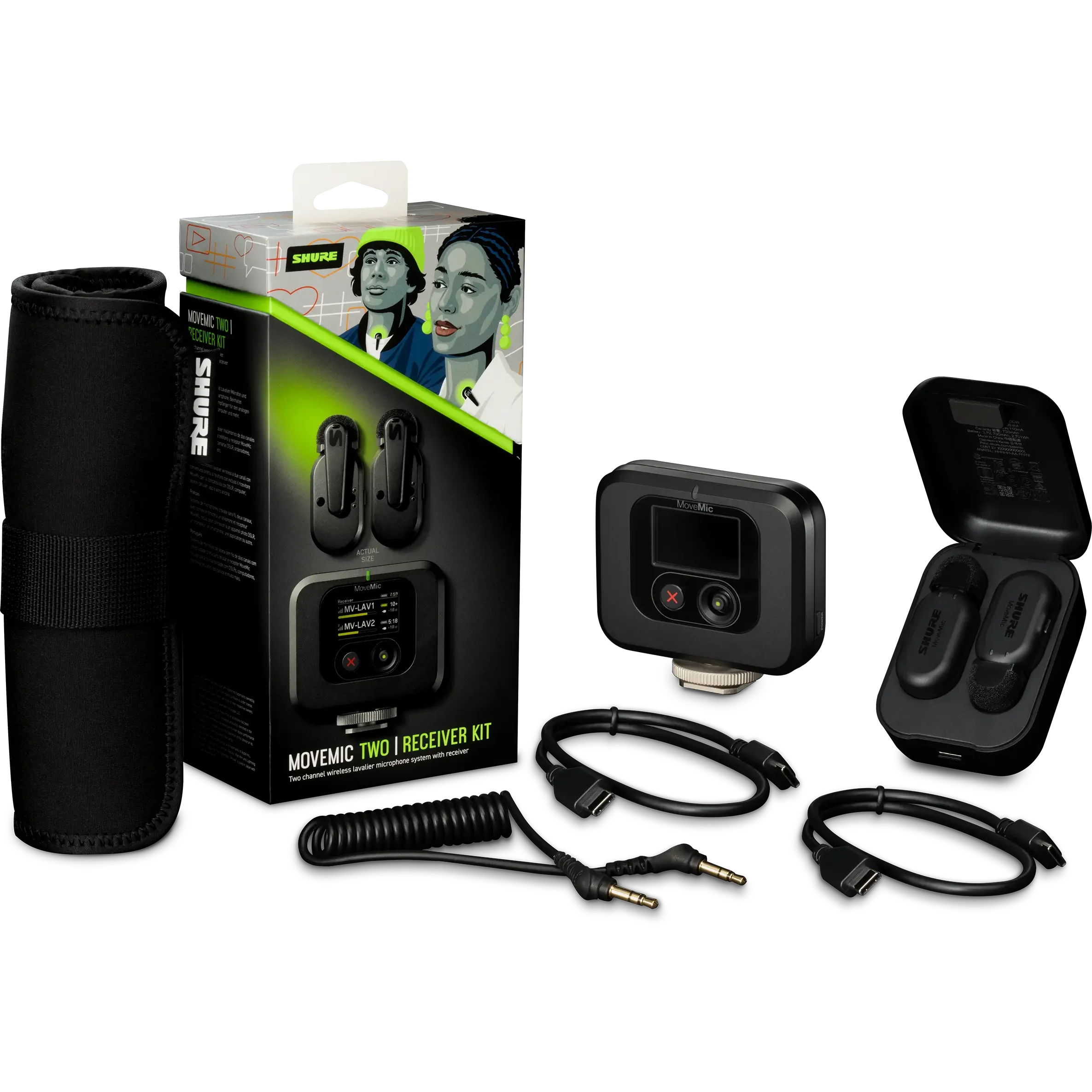 Shure MV-TWO-KIT-Z7 MoveMic Two-Channel Wireless Lavalier Microphone System With Receiver - Image 5
