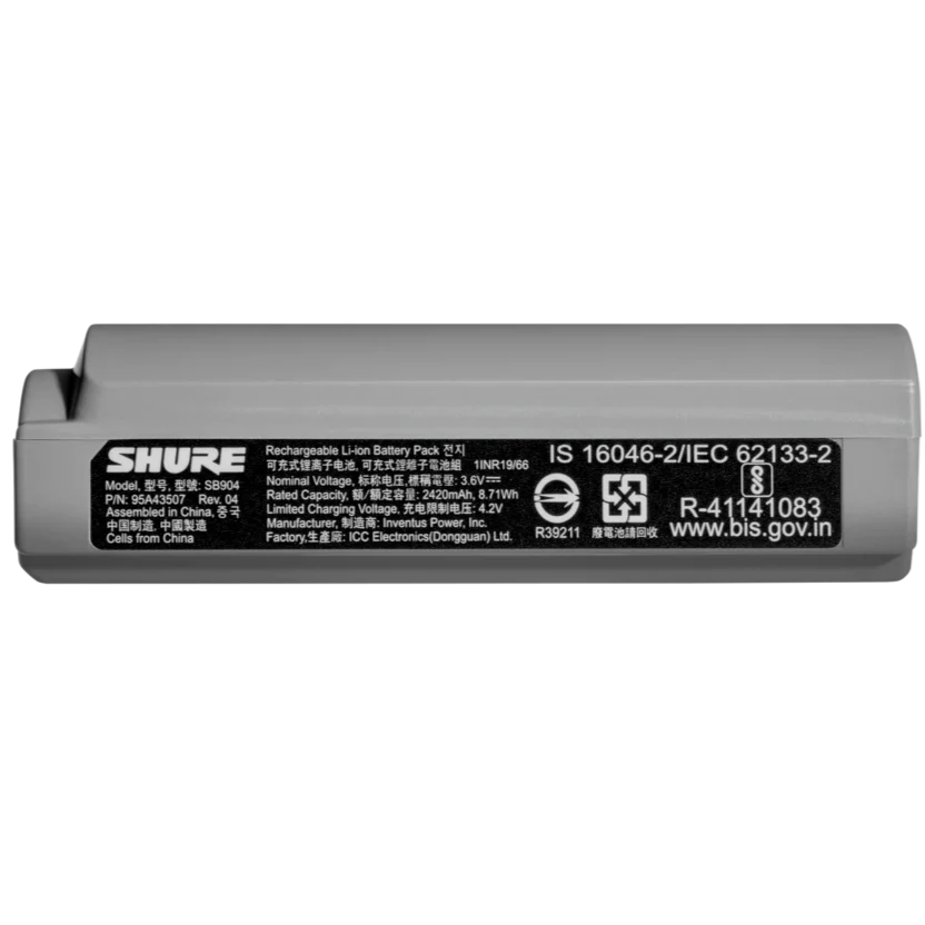 Shure SB904 Replacement Battery for GLXD+, Lithium-Ion