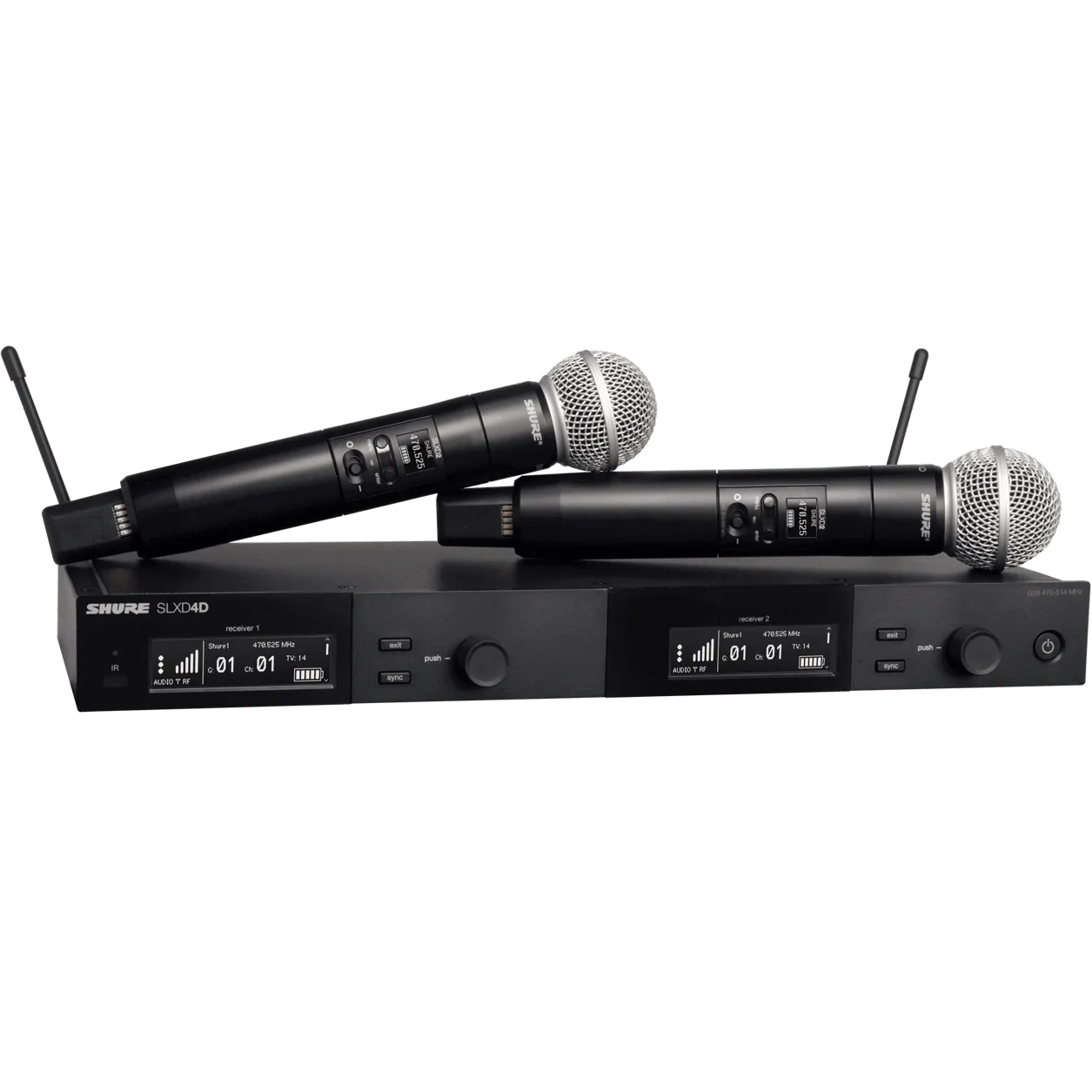 Shure SLXD24D/SM58-G58 Dual Digital Wireless System w/ 2-SLXD2/SM58 Handheld Transmitters, Band G58