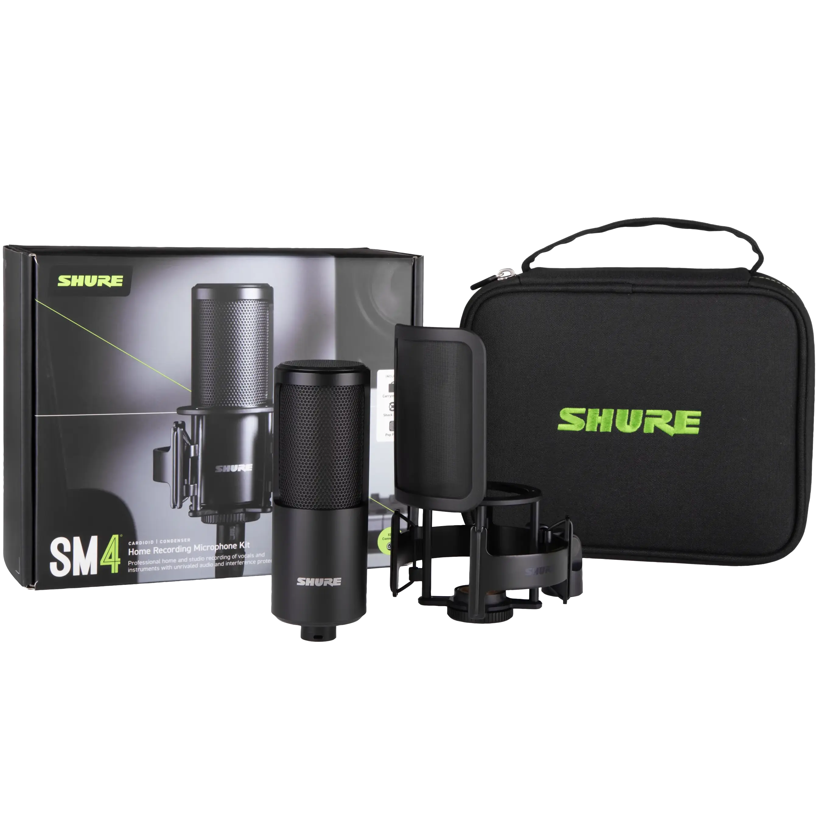 Shure SM4-K-KIT SM4 Dual Diarphram Condenser Mic Kit w/ Shock Mount, Pop Filter, Carrying Case