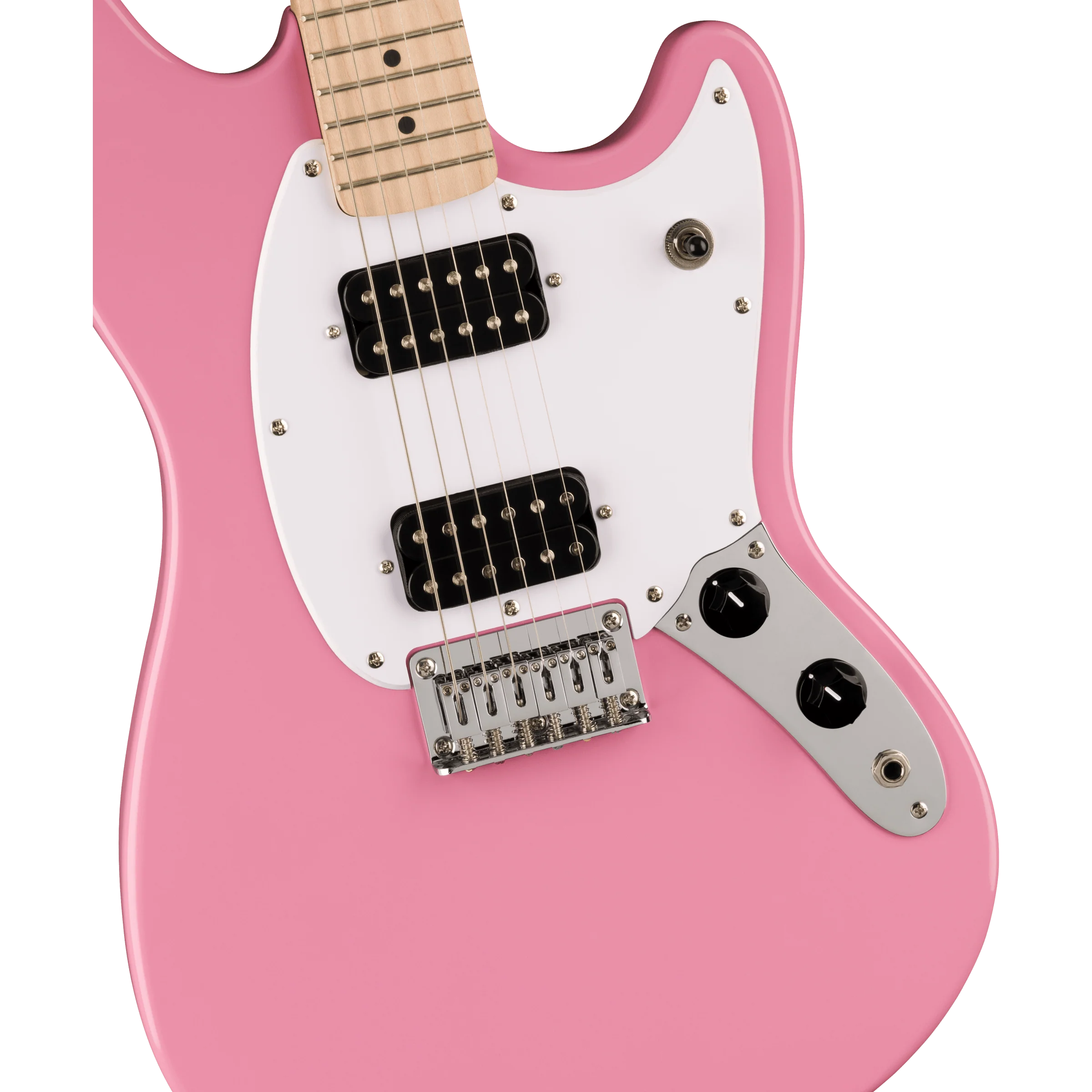 Squier 037-3702-555 Sonic Mustang, HH, Maple FB, WPG, Flash Pink - Image 3
