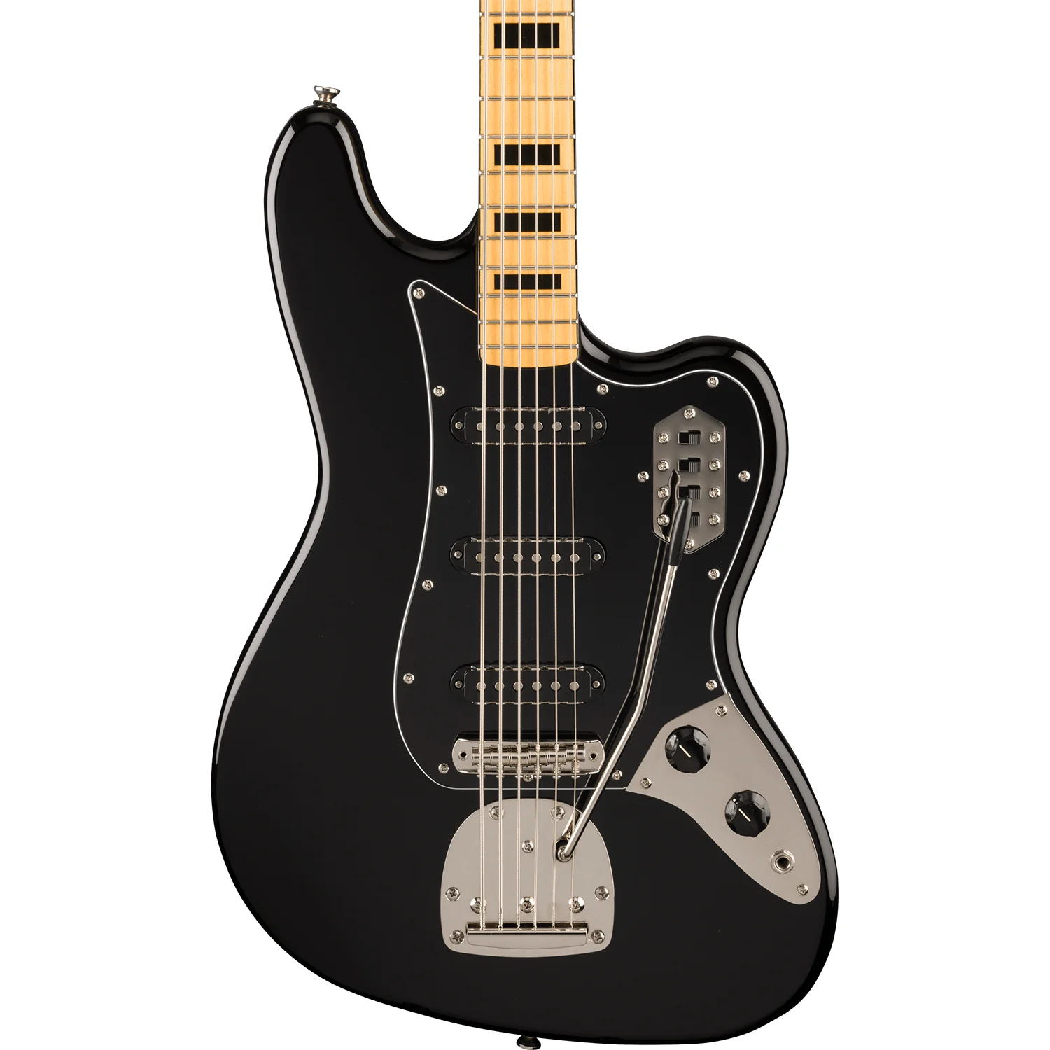 Squier 037-4586-506 FSR Classic Vibe Bass VI w/ Trem, MN, Matching Headsock, Black - Image 3