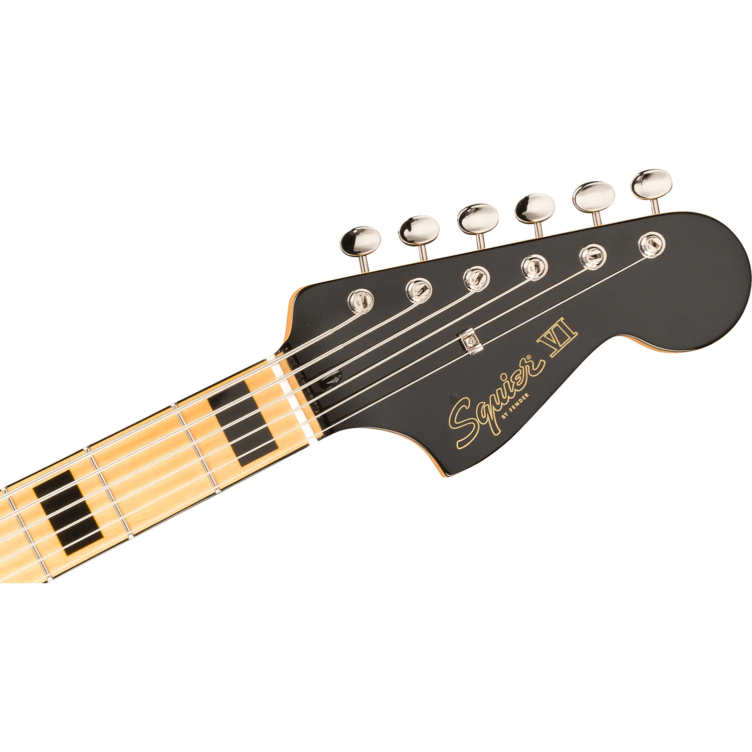 Squier 037-4586-506 FSR Classic Vibe Bass VI w/ Trem, MN, Matching Headsock, Black - Image 4