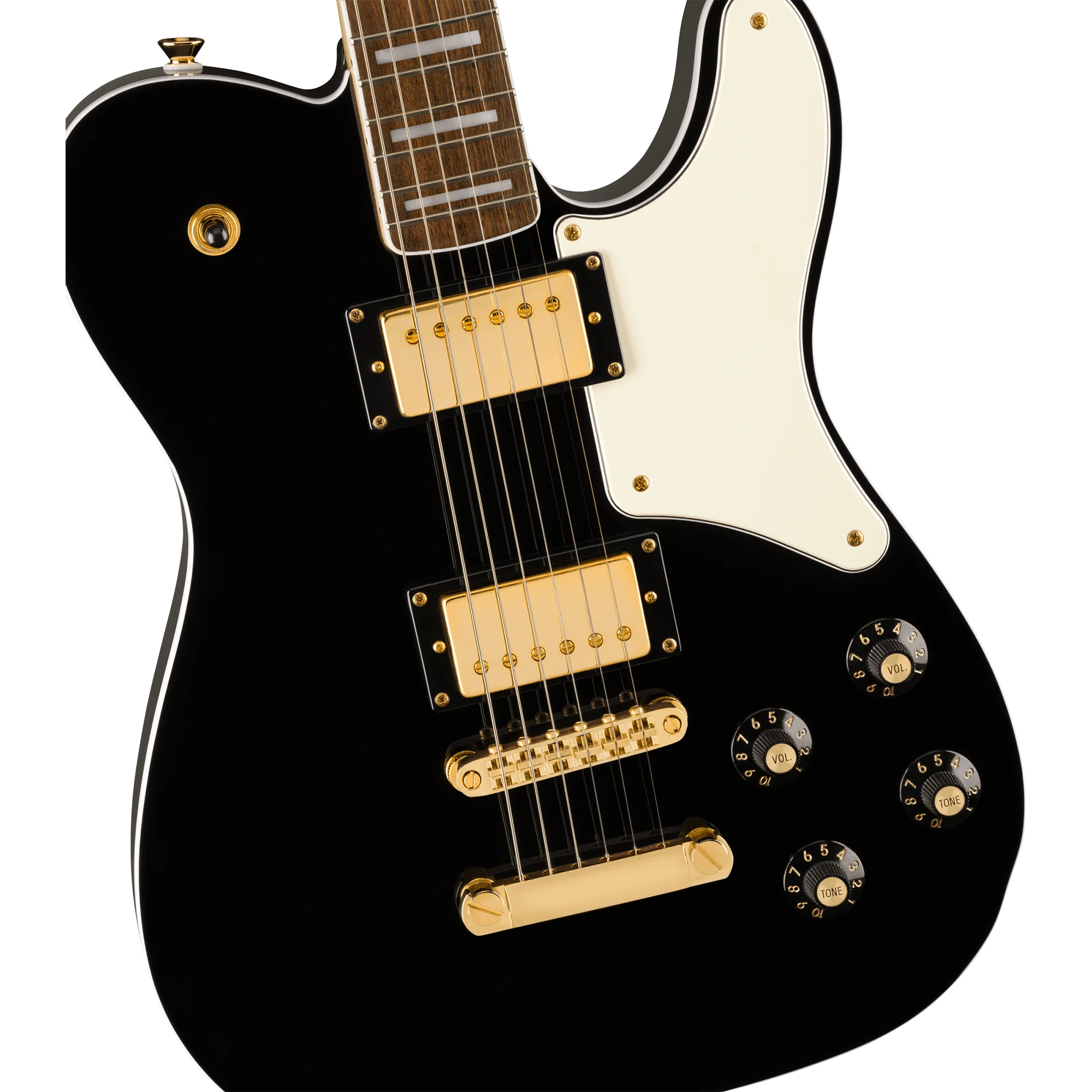 Squier 037-7026-506 LTD Paranormal Troublemaker Tele Deluxe, Gold Hardware, Black - Image 4