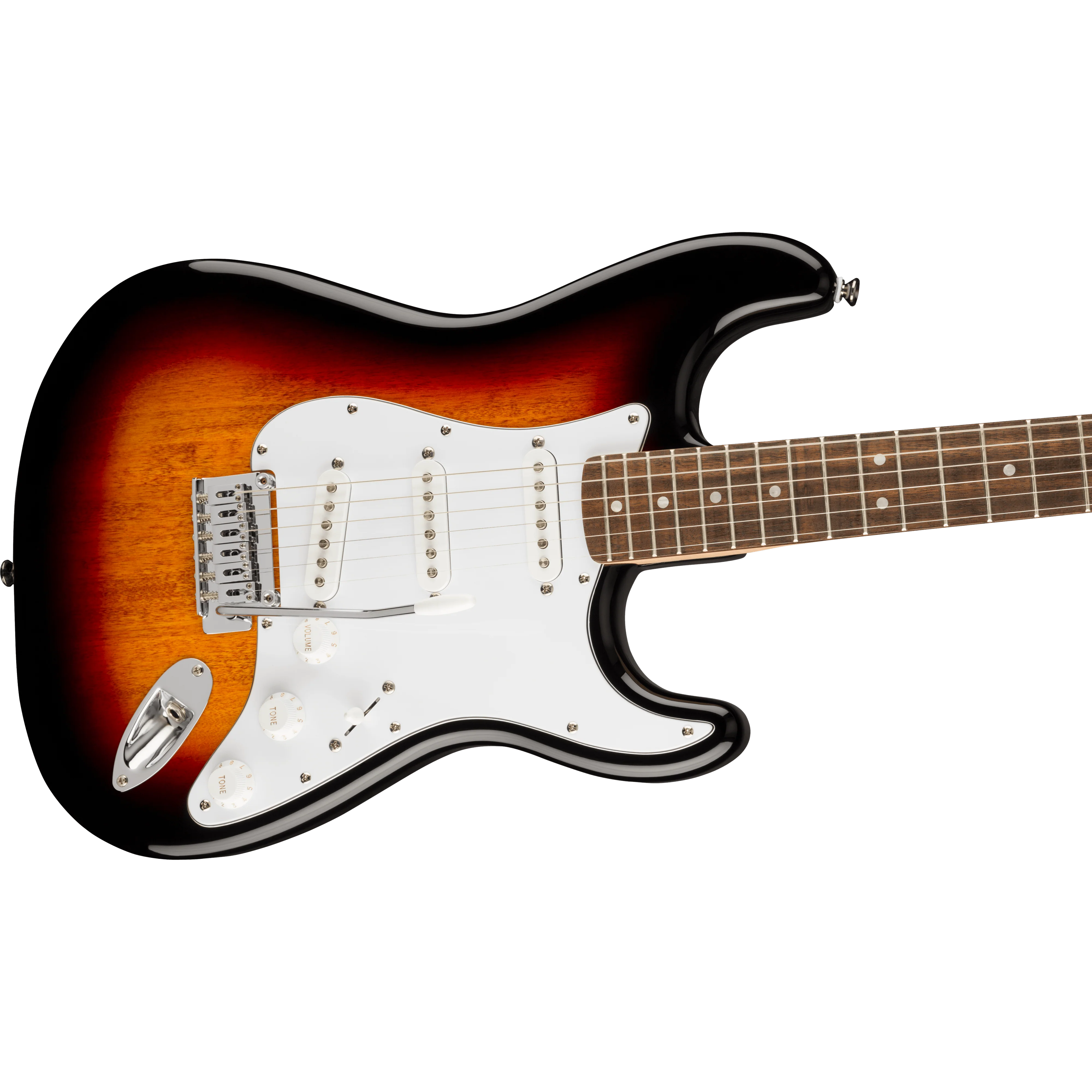Squier 037-8000-500 Affinity Strat, SSS, Maple, WPG, 3-Color Sunburst - Image 3