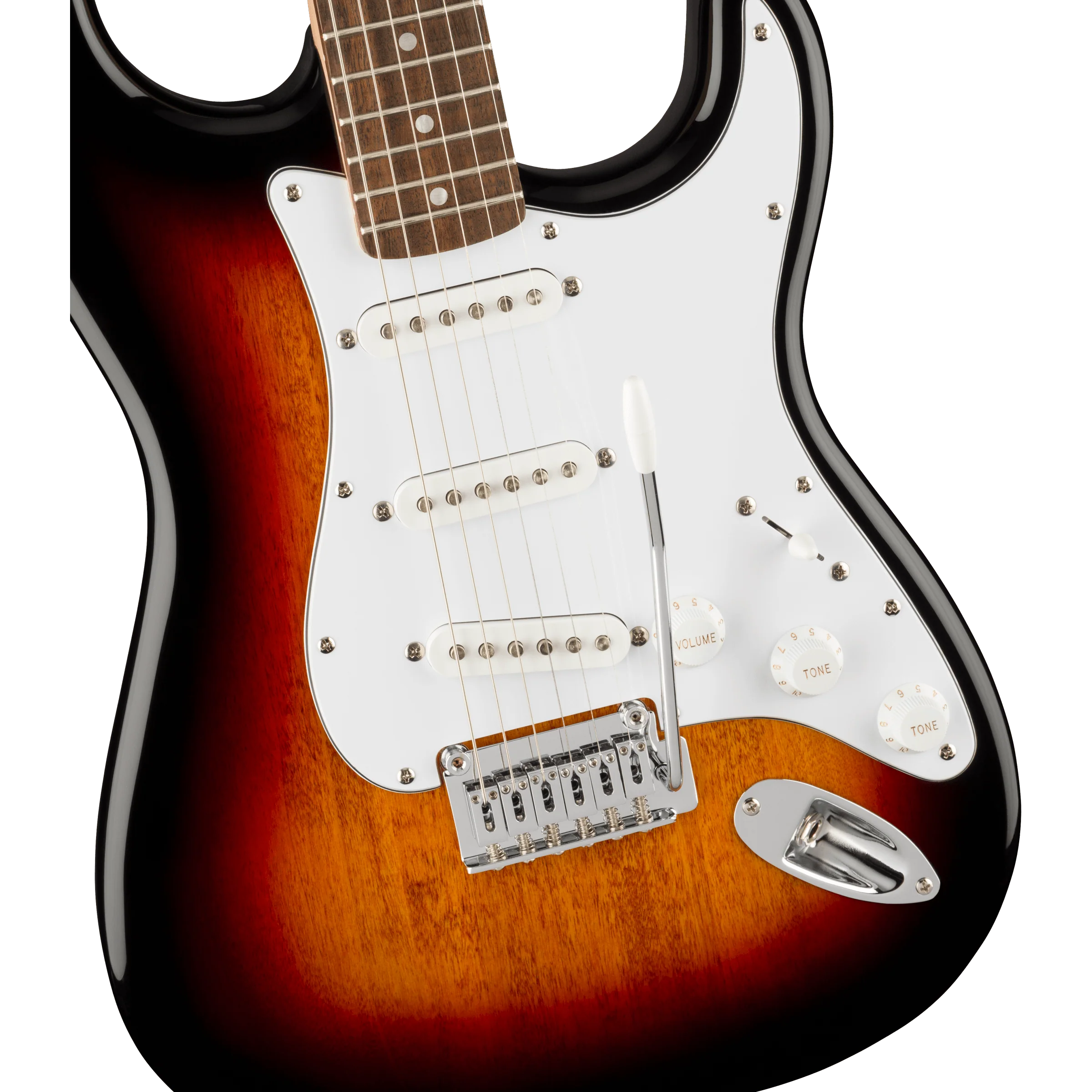 Squier 037-8000-500 Affinity Strat, SSS, Maple, WPG, 3-Color Sunburst - Image 4