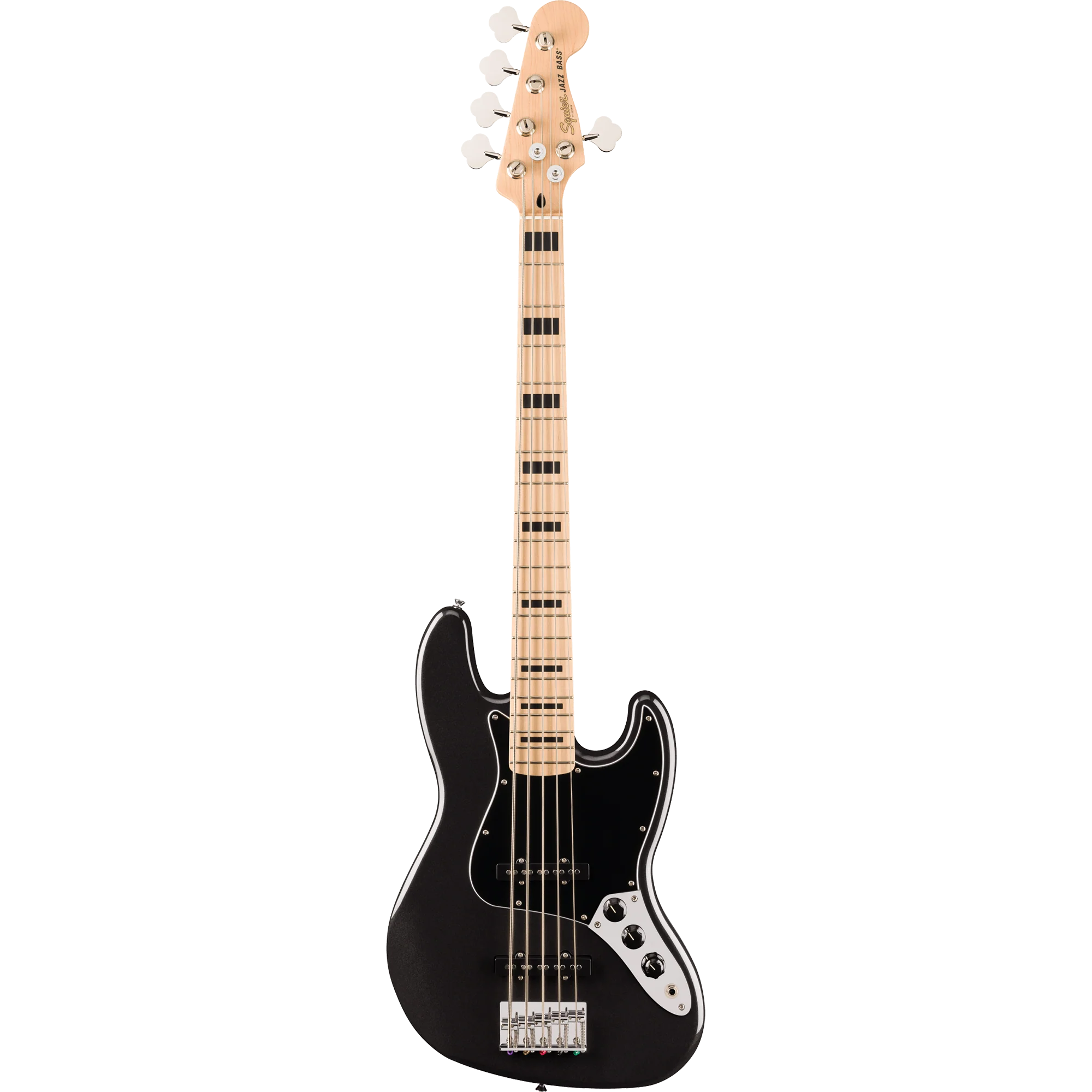 Squier 037-8753-565 Affinity J-Bass V, Active, Maple FB, Black Metallic