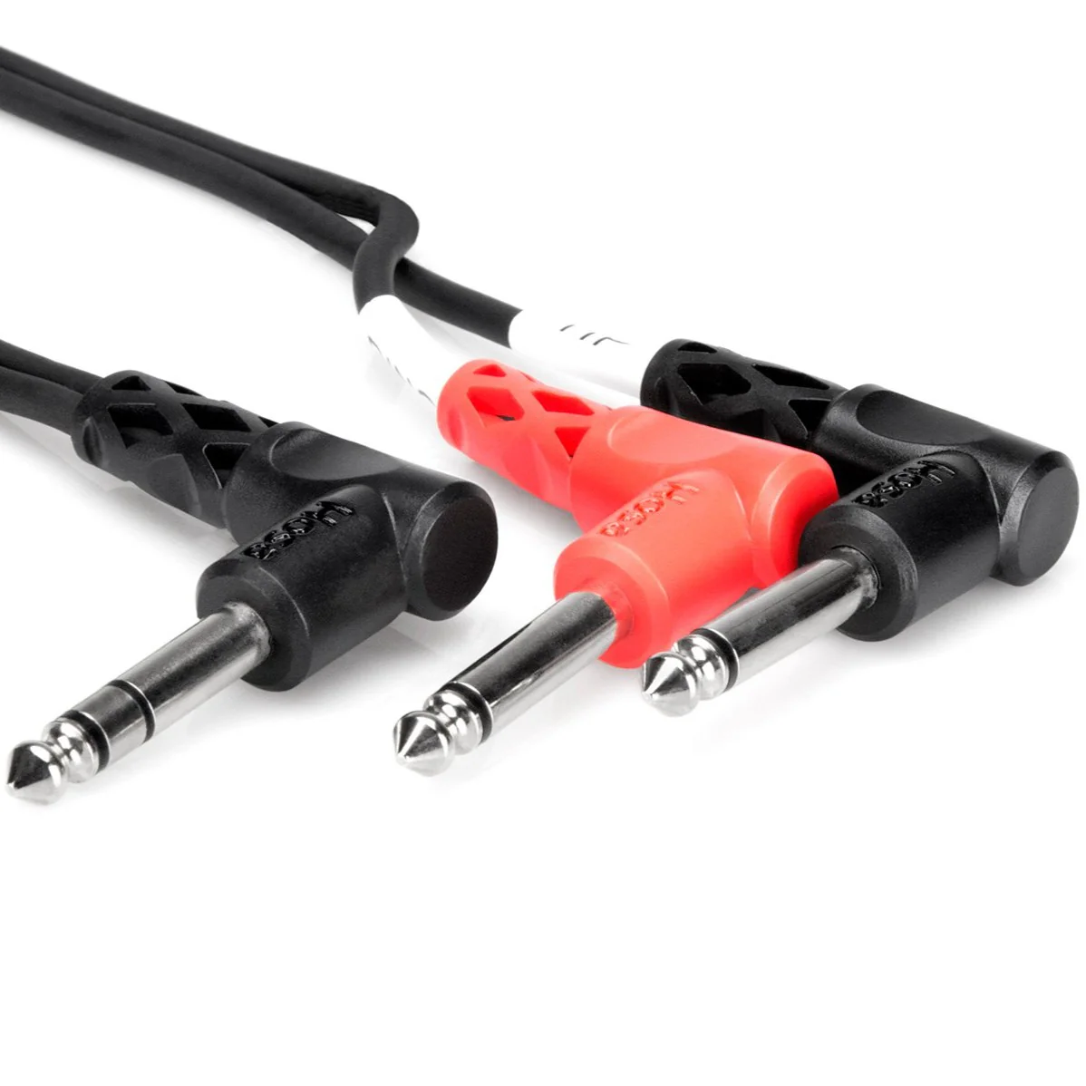 Hosa STP-201RR Right-angle 1/4 in TRS to Dual Right-angle 1/4 in TS 1m (Loc:1G)