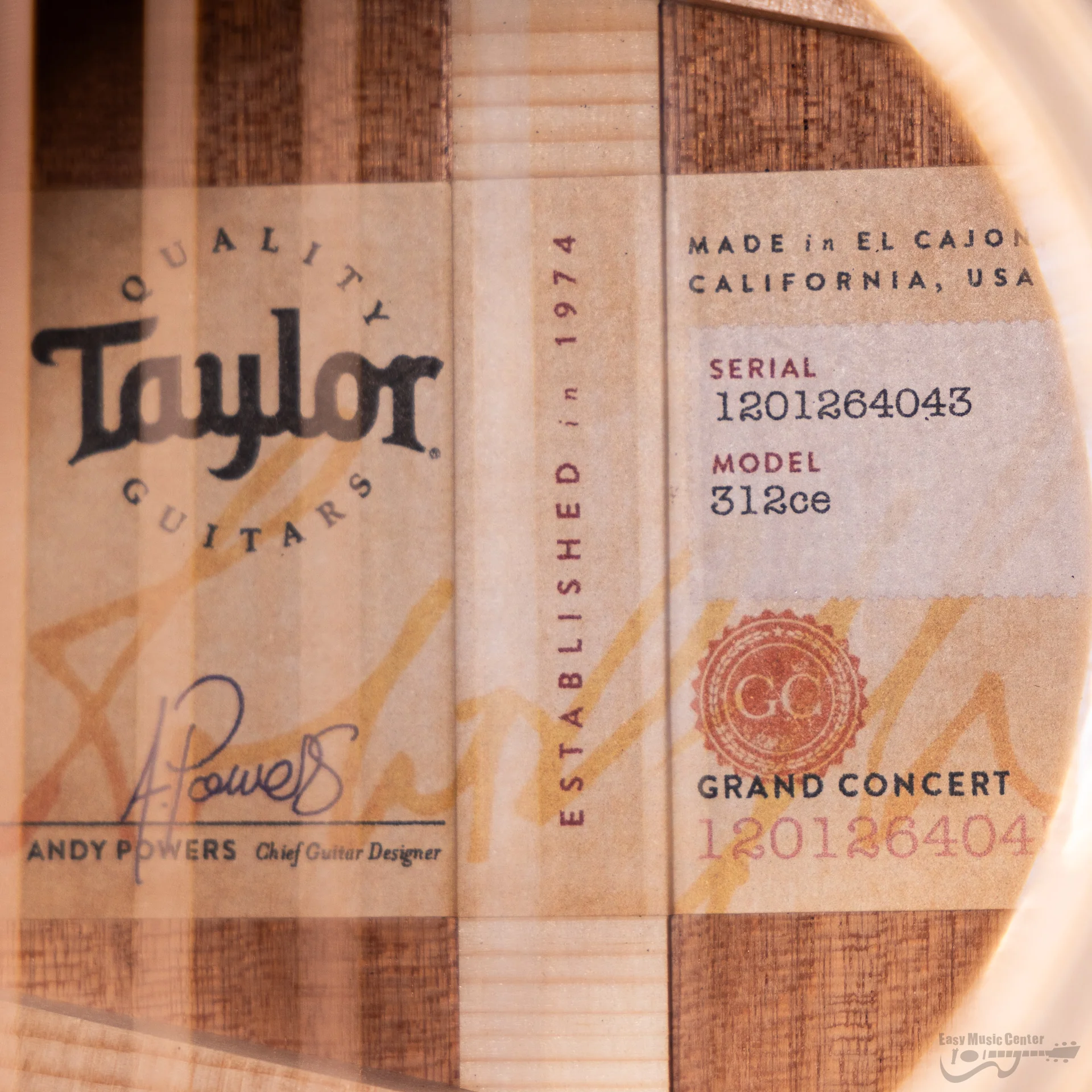 Taylor 312CE Grand Concert Acoustic-Electric Guitar (#1201264043) - Image 10