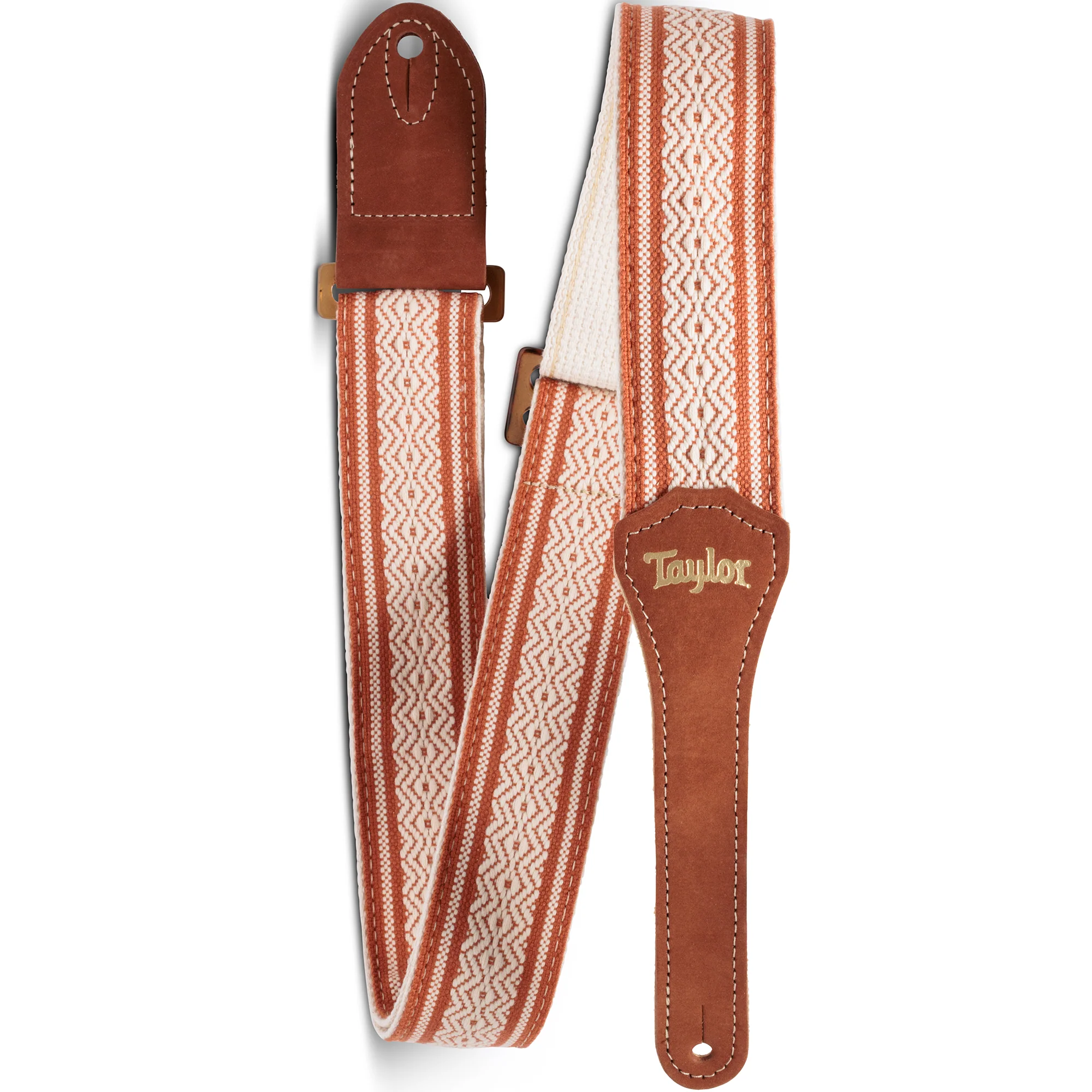 Taylor 4014-20 2" Academy Strap, Wht/Brn, Jacquard Cotton