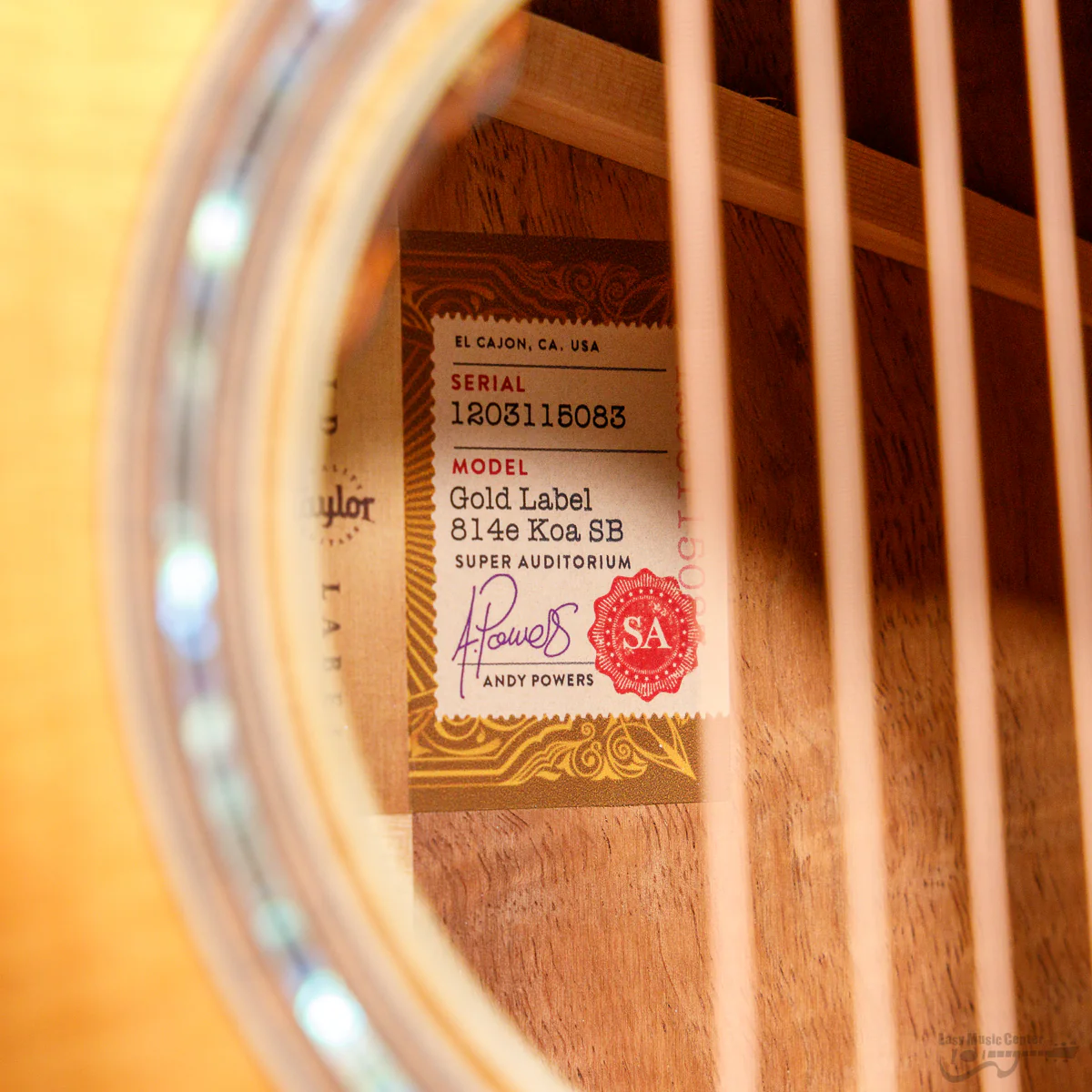 Taylor 814E-K-GL-SB Gold Label Grand Auditorium, Spruce Top, Koa b/s, Cutaway, Electronics, Sunburst (#1203115083) - Image 19