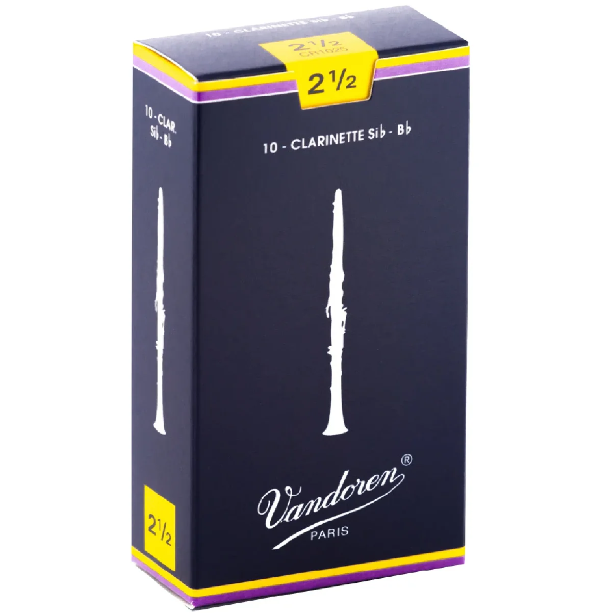 Vandoren CR1025 2 1/2; Bb Clarinet Reeds; Vandoren Traditional; 10 per box