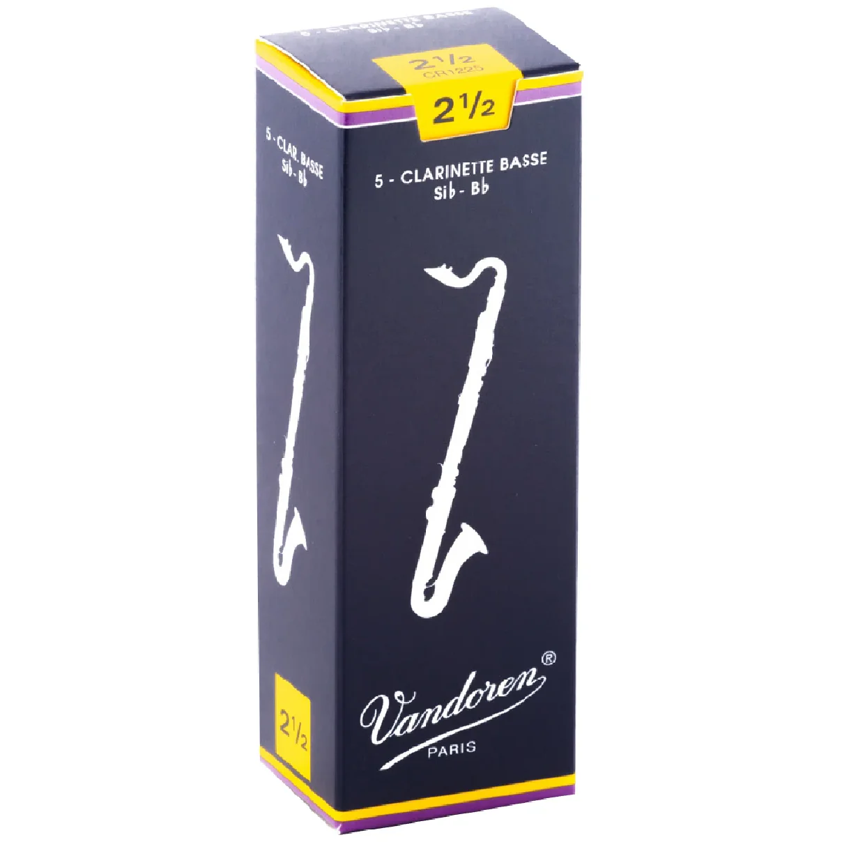 Vandoren CR1225 2.5; Bb bass clarinet reeds; Vandoren Traditional; 5/box