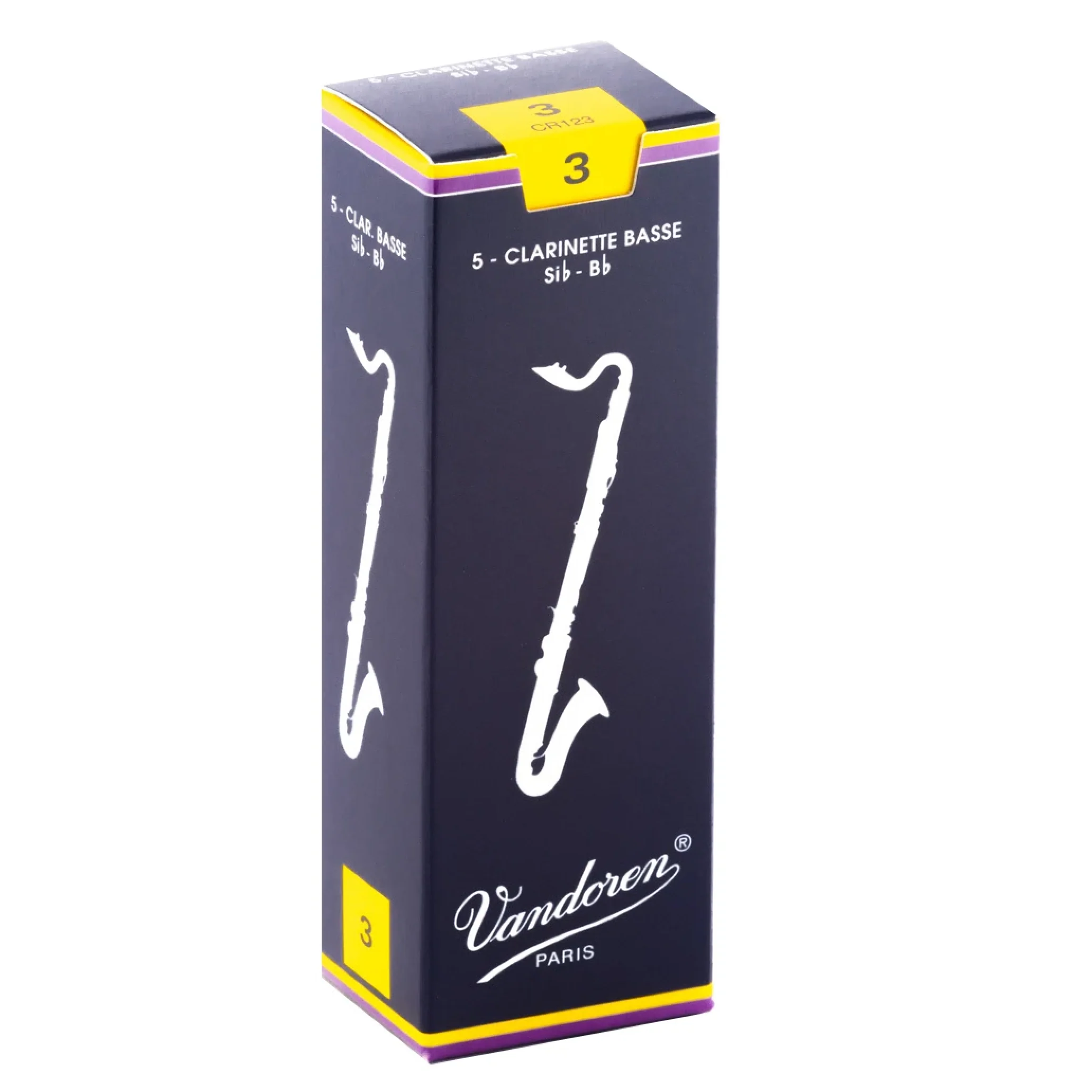 Vandoren CR123 Traditional Bb Bass Clarinet Reeds - Strength 3 (Box of 5)