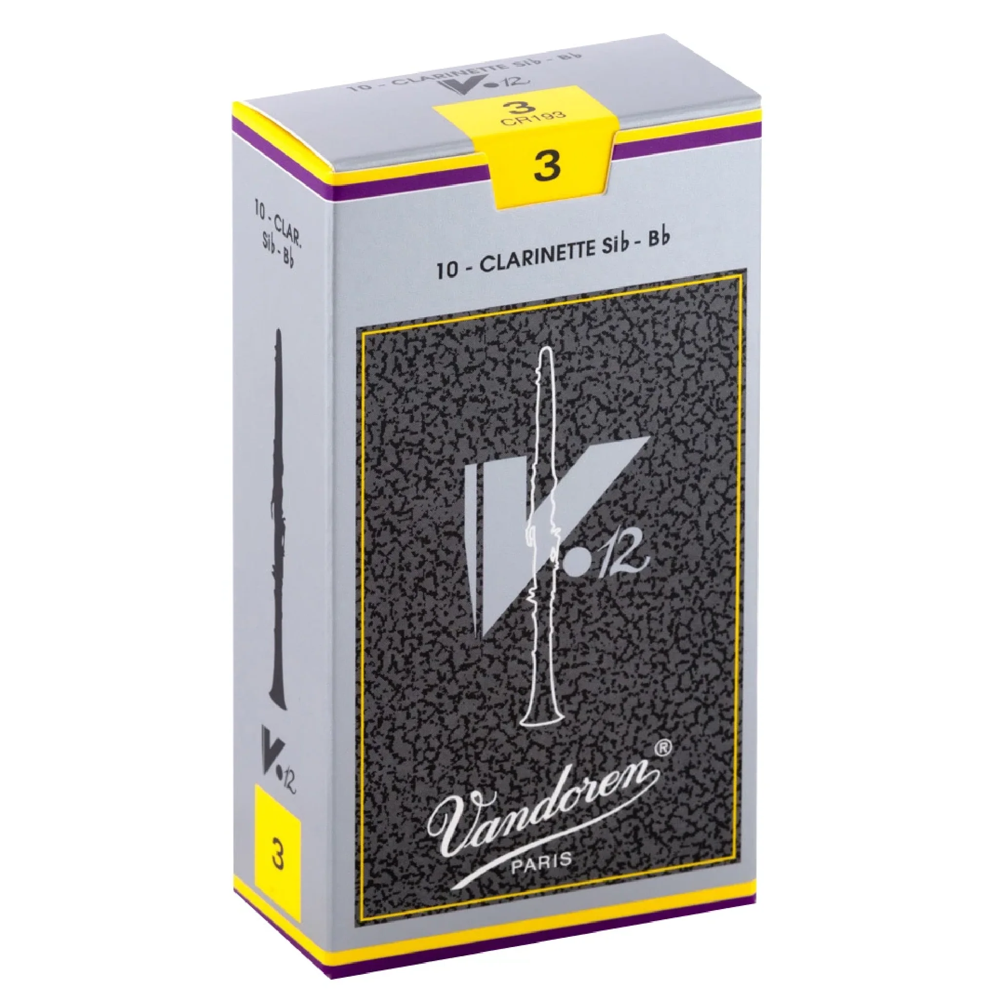 Vandoren CR193 V-12 Bb Clarinet Reeds - Strength 3 (Box of 10)