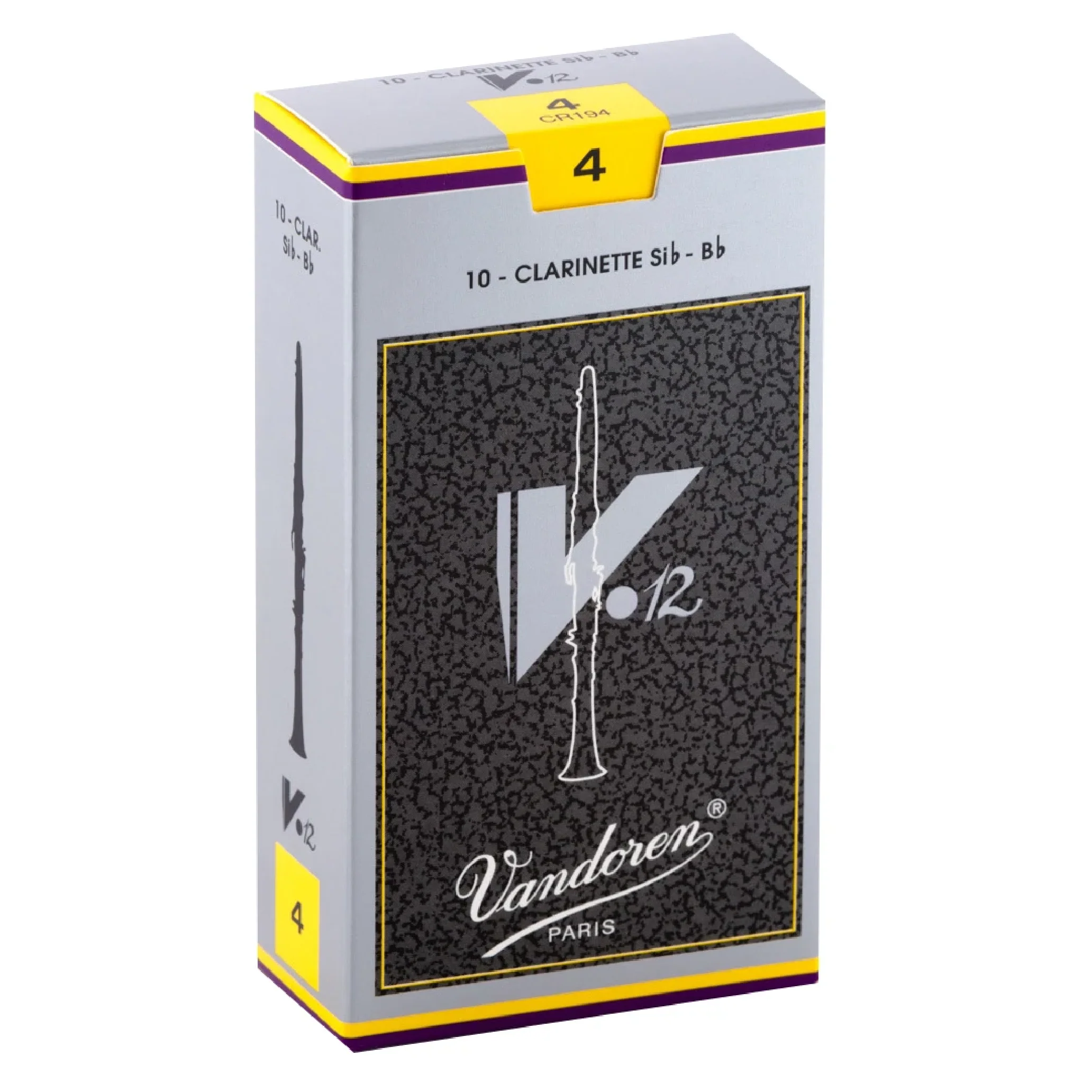 Vandoren CR194 V-12 Bb Clarinet Reeds - Strength 4 (Box of 10)
