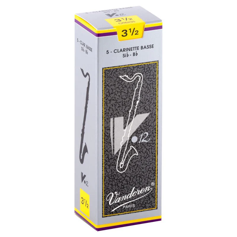 Vandoren CR6235 V12 Bass Clarinet Reeds Strength 3 1/2 (Box of 5)