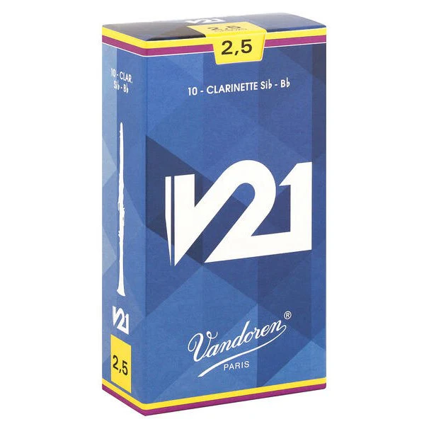 Vandoren CR8025 V21 Bb Clarinet Reeds Strength 2 1/2 (Box of 10)