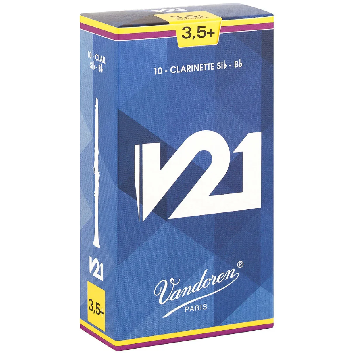 Vandoren CR8035+ V21 Bb Clarinet Reeds Strength 3 1/2+ (Box of 10)