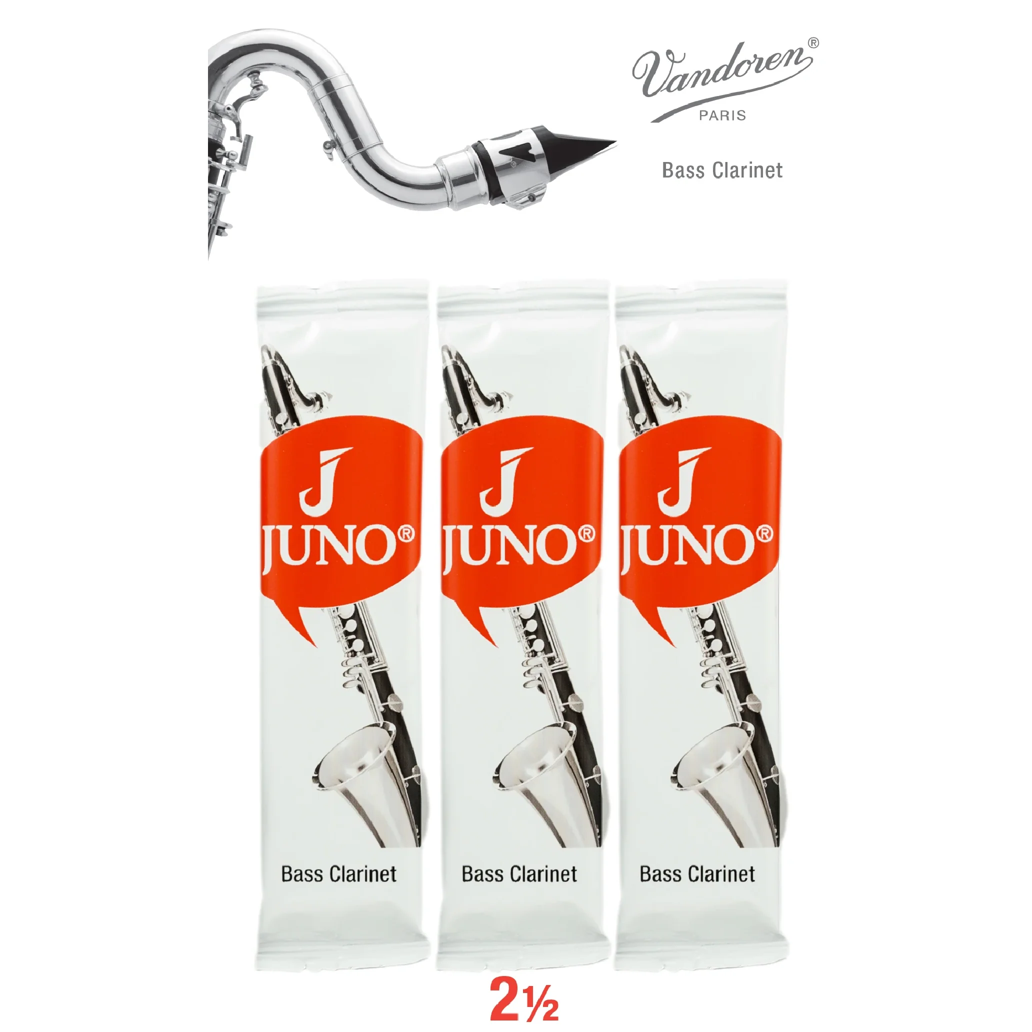 Vandoren JCR3125/3 Juno Bass Clarinet Reeds - Strength 2.5 (3-Pack)